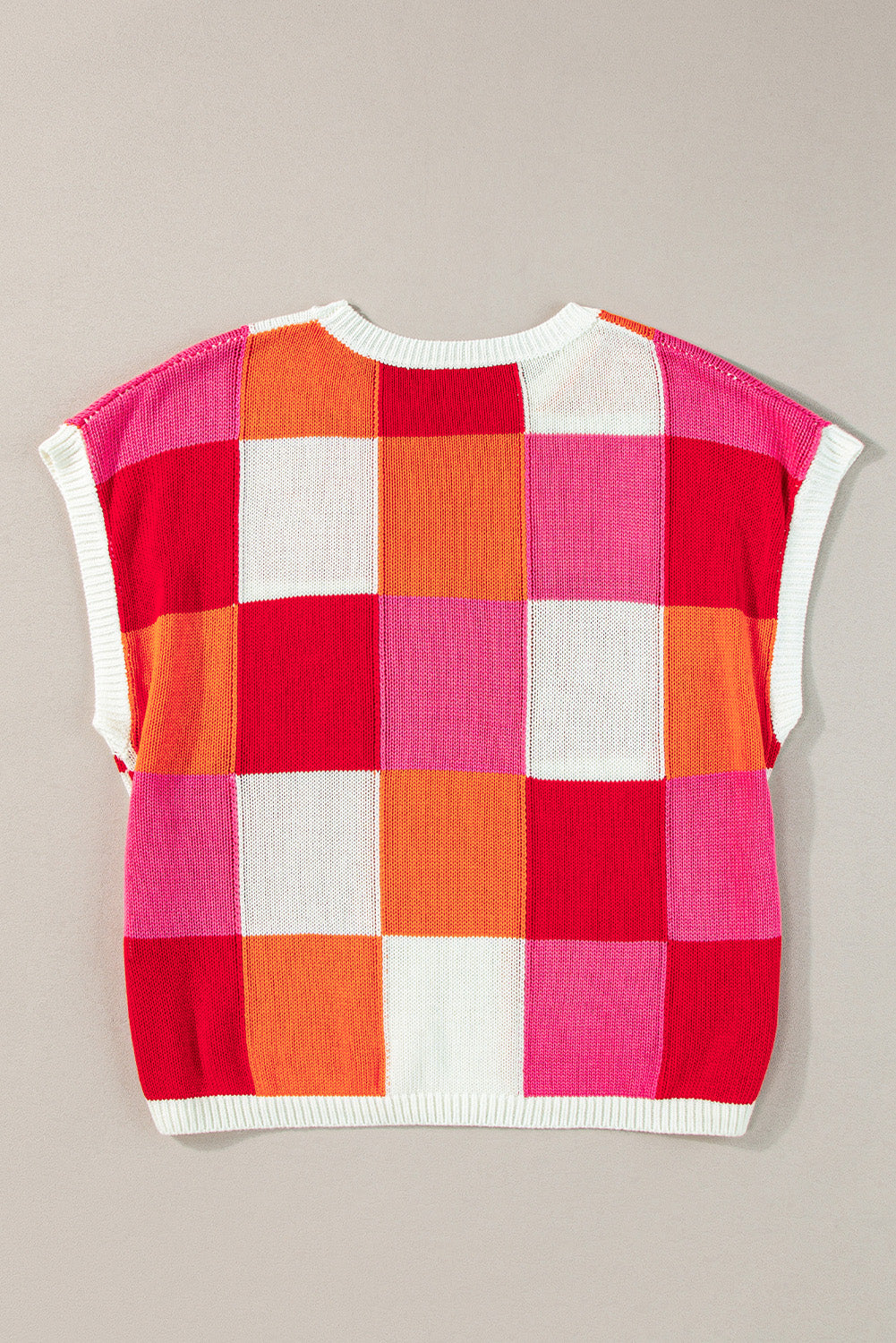Grapefruit Orange Colour Block Cap Sleeve Sweater eAura
