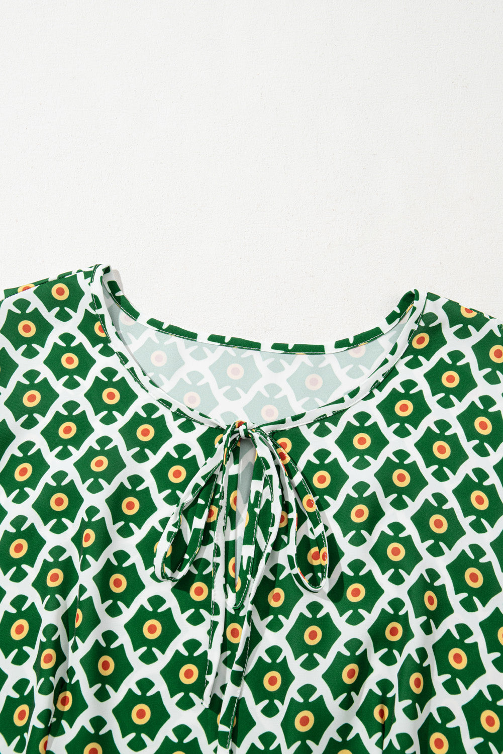 Green Geometric Floral Print Half Sleeve Plus Size Maxi Dress BB Fashion Outlet