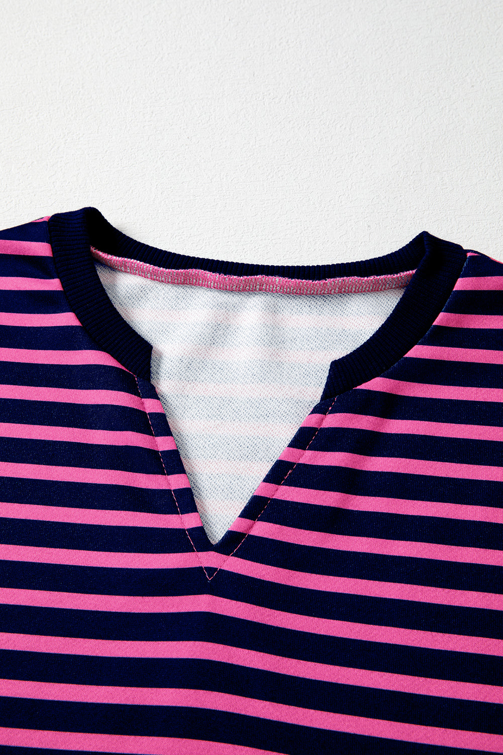 Pink Stripe V-Neck Loose Fit Long Sleeve Top - eAura