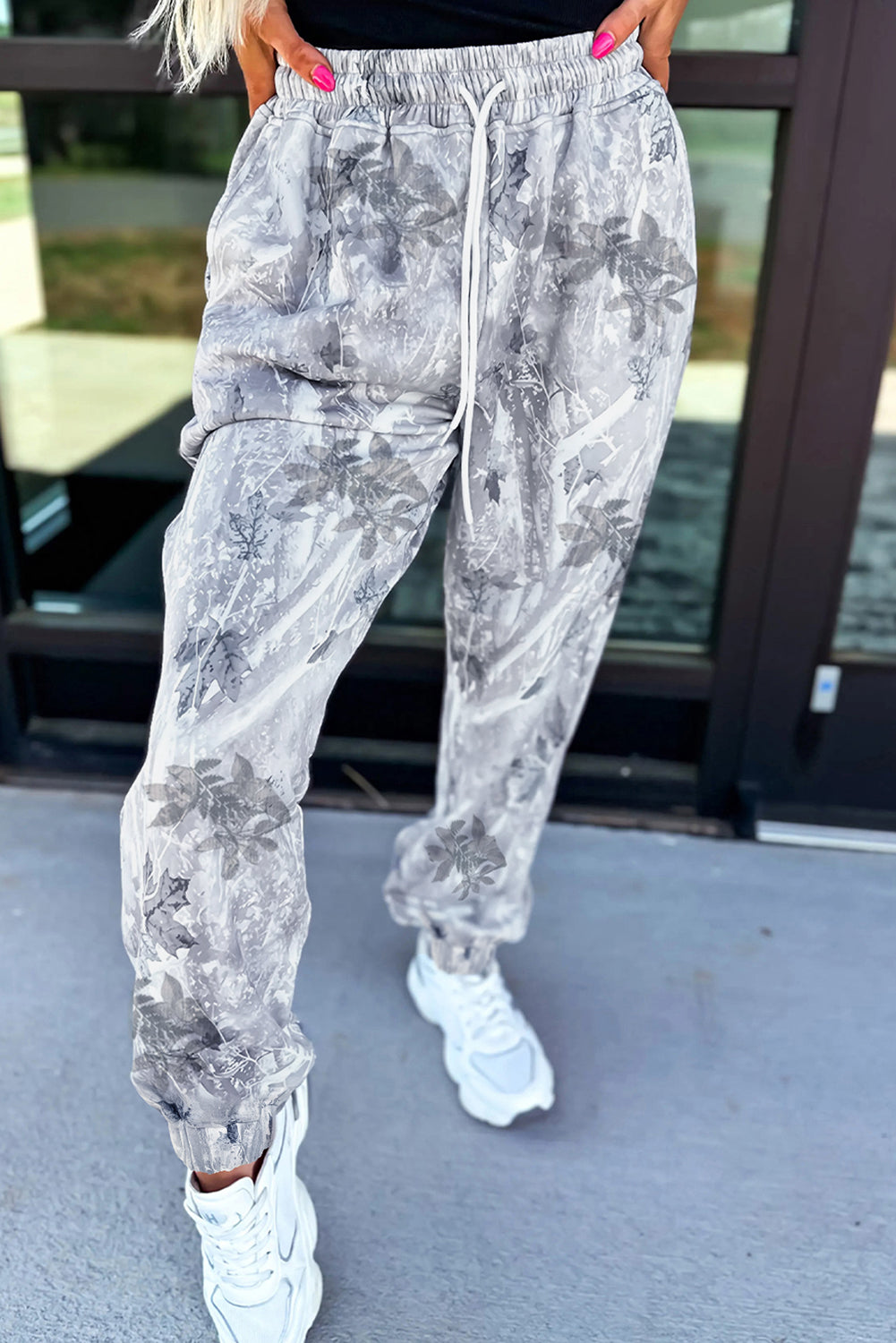 Camo Print Drawstring Elastic Waist Joggers - eAura