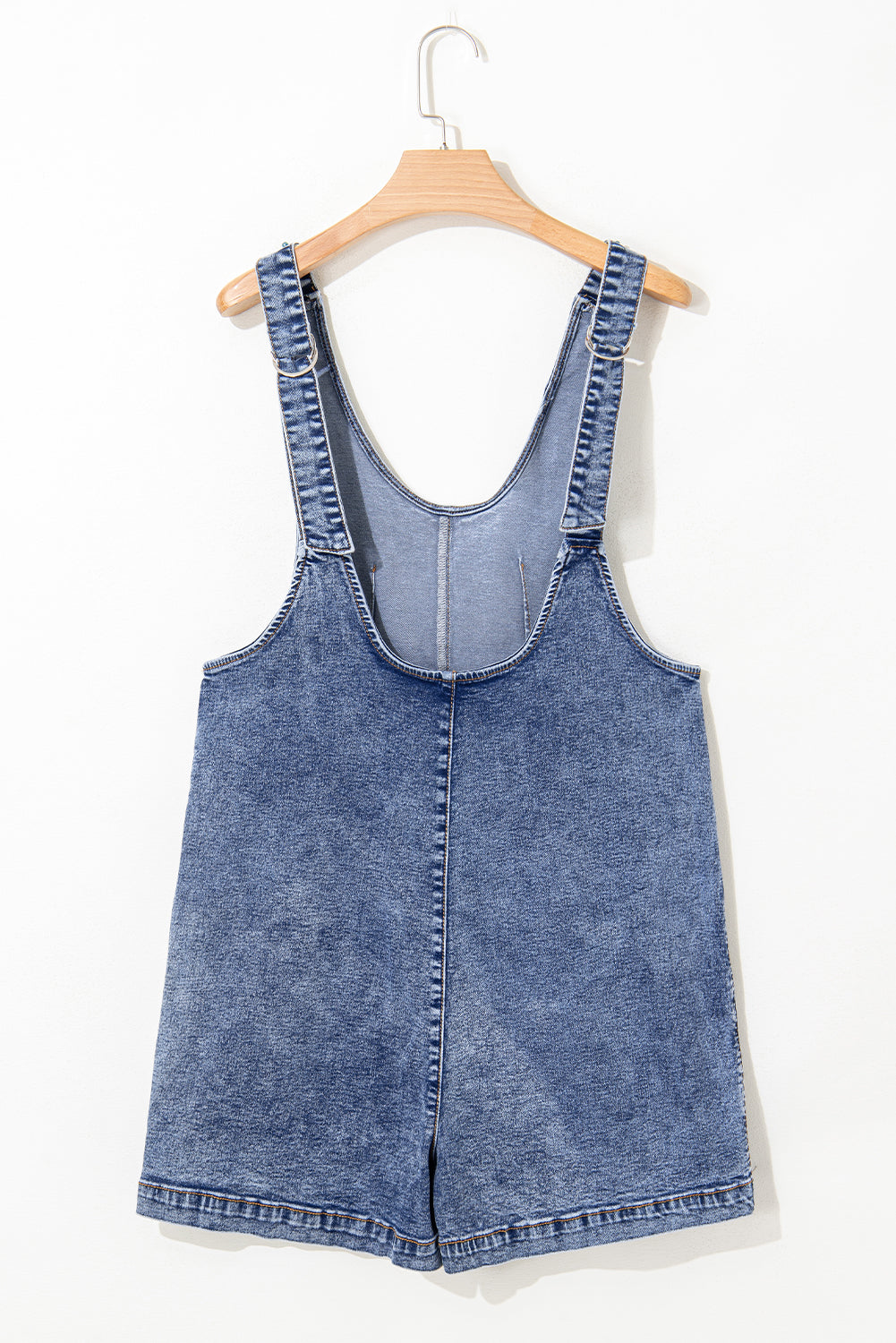 Dusk Blue Sleeveless U Neck Patched Pocket Denim Romper eAura