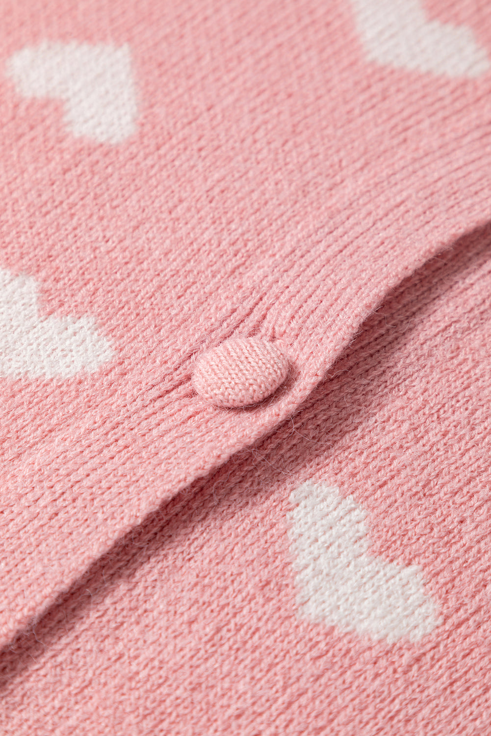 Light Pink Heart Pattern Button Front Cardigan Sweater eAura