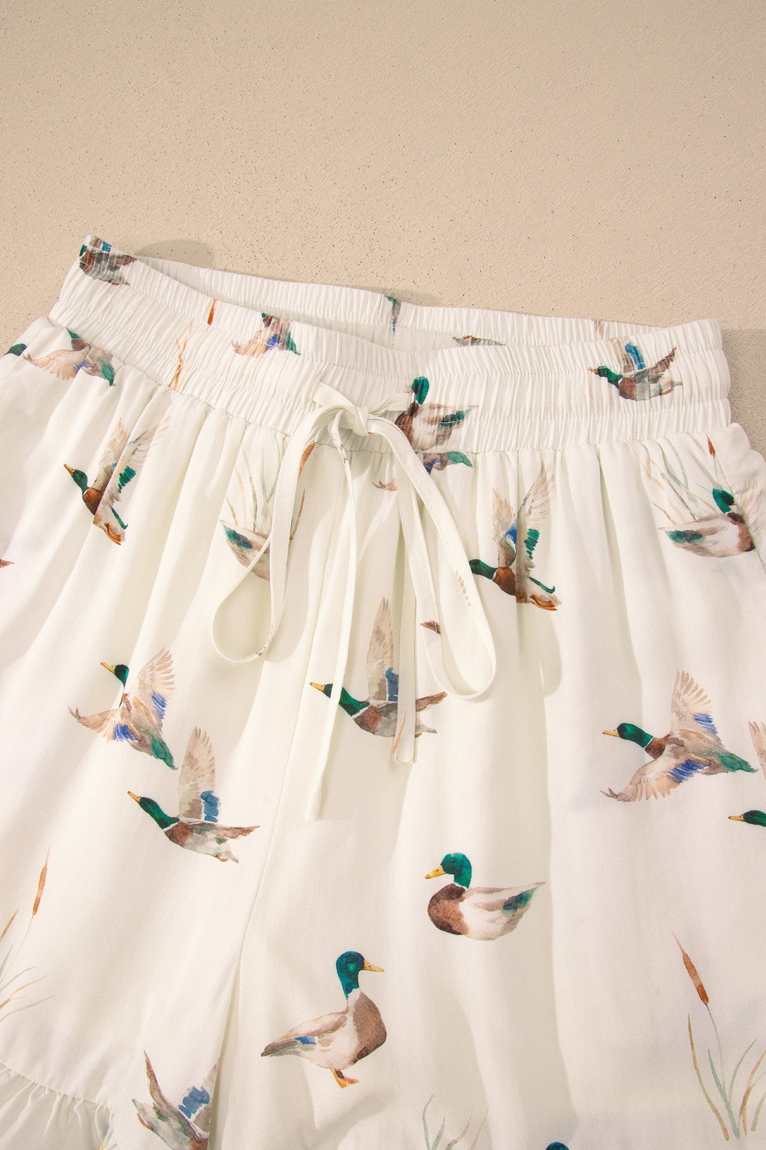 Beige Mallard Print Shirt & Shorts Two Piece Set