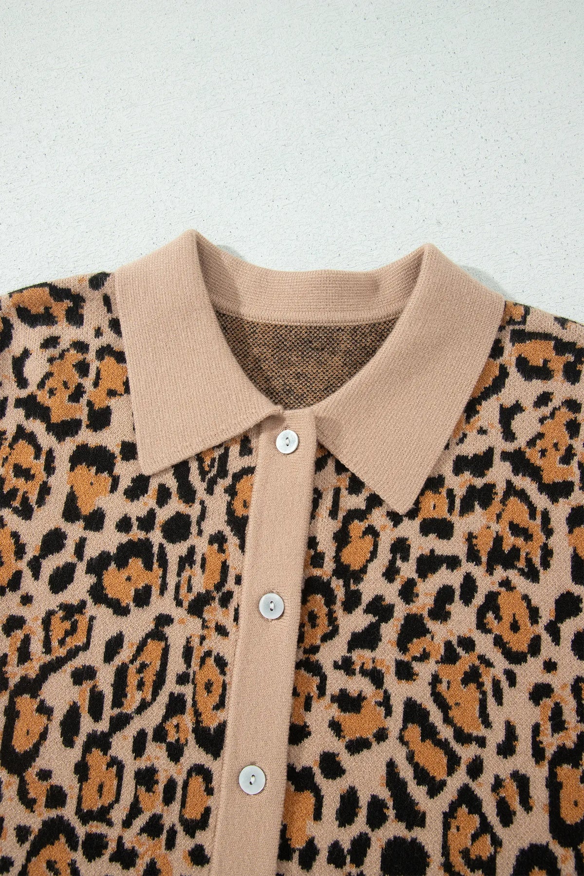 Leopard Print Button-Up Cardigan Long Sleeve Cardigans – Brown