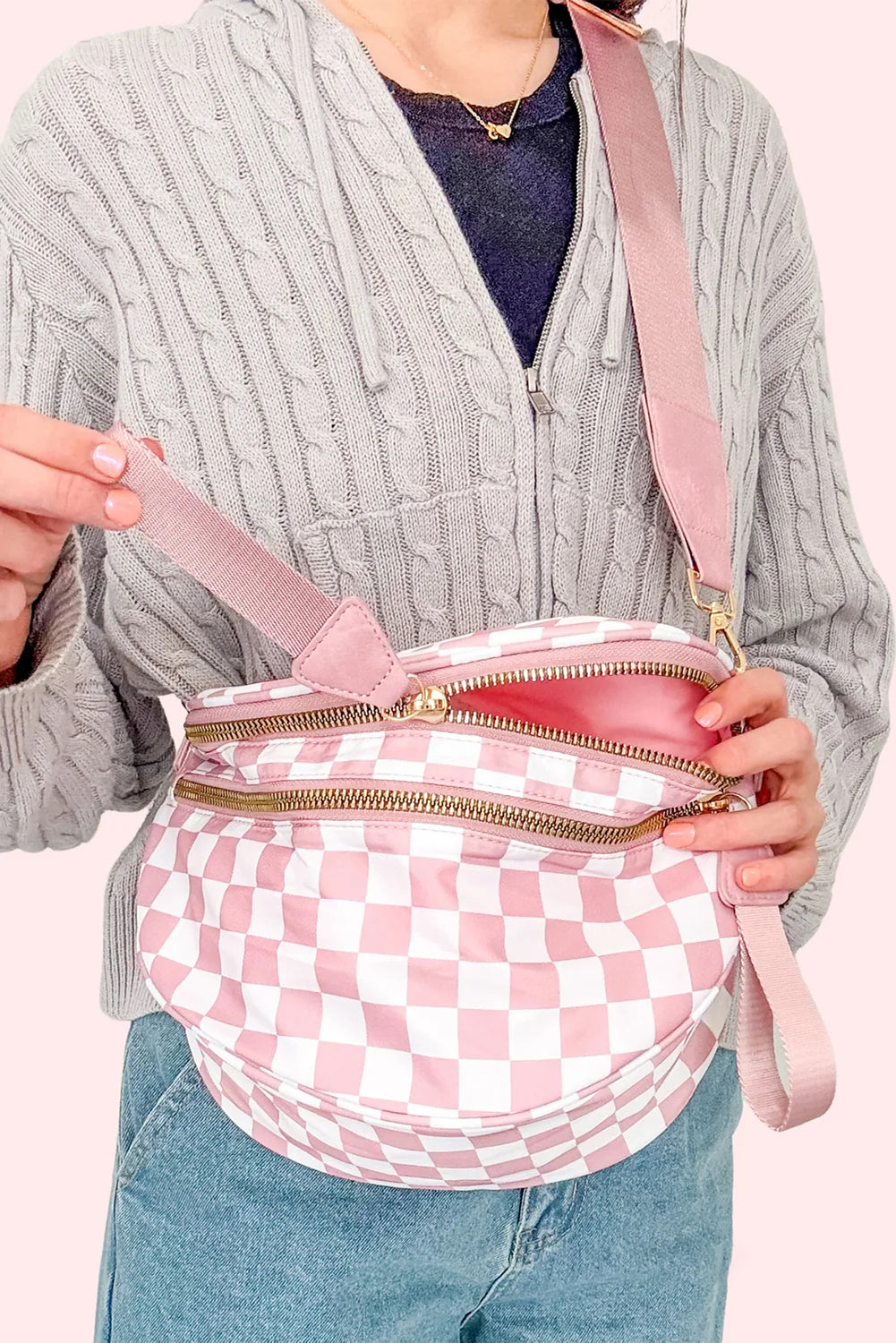 Print Wide Strap Large Crossbody Bag