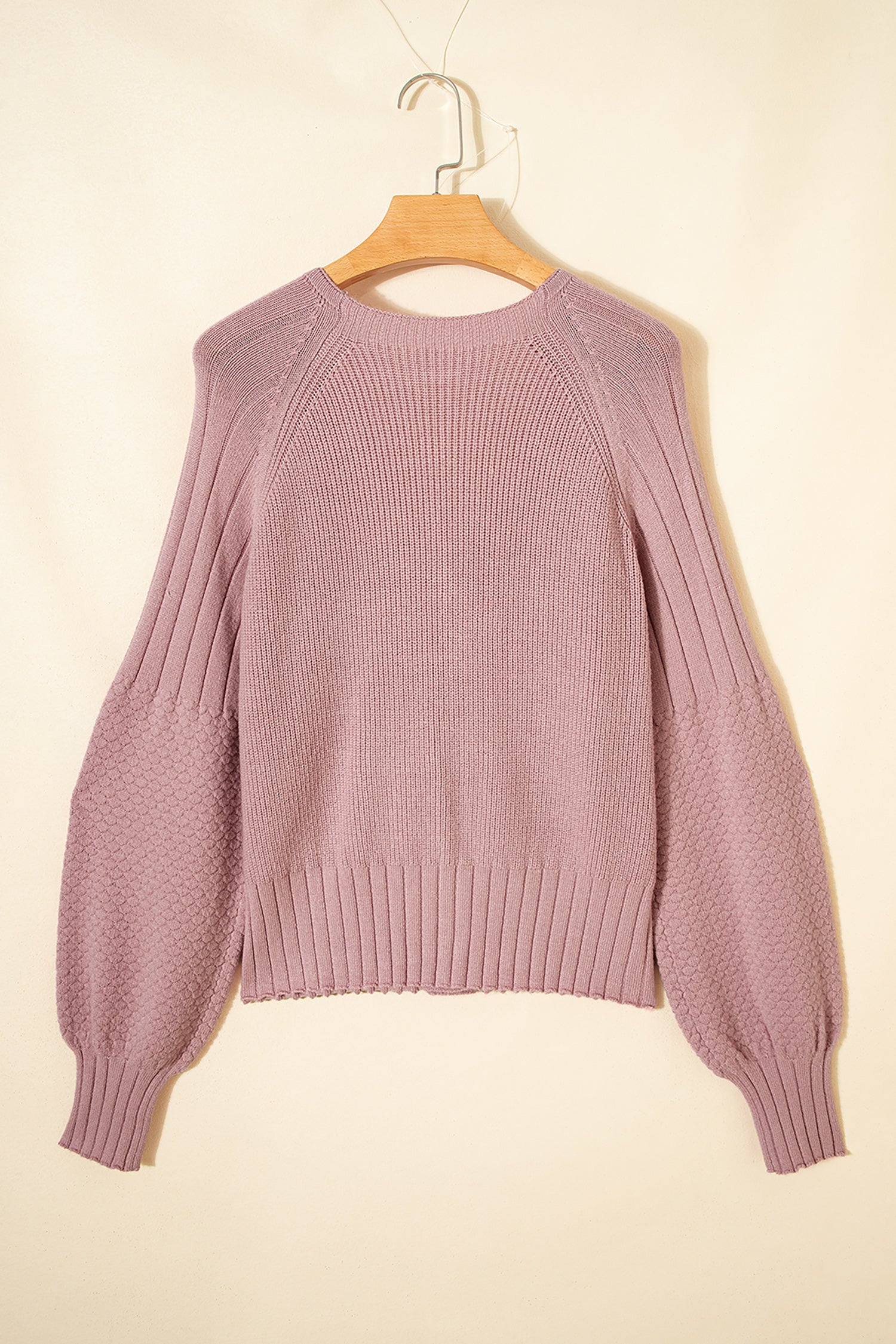 Mixed Texture Cardigan With Buttons - V-Neck