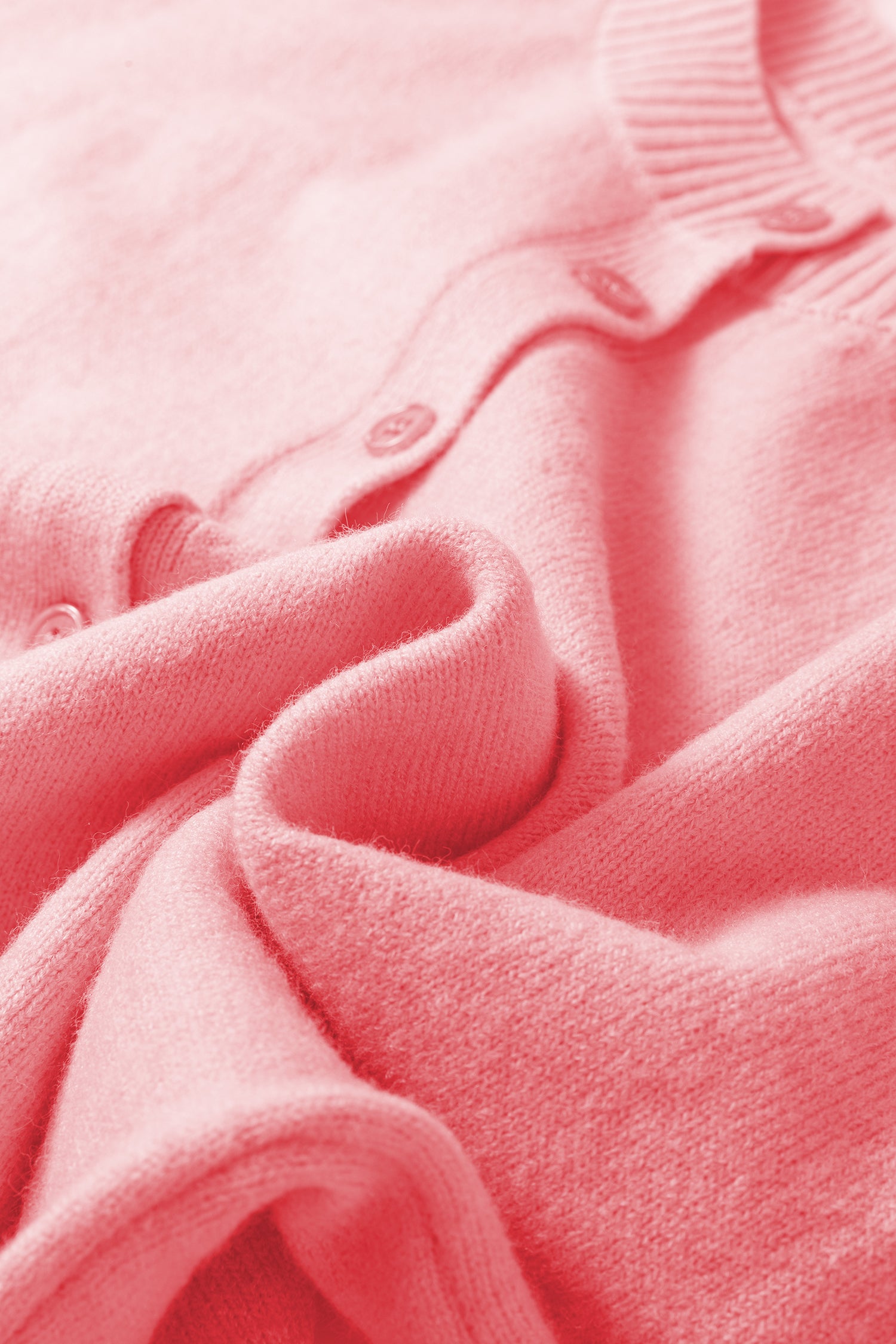 3/4 Sleeve Boxy Knit Button-Down Sweater Cardigan