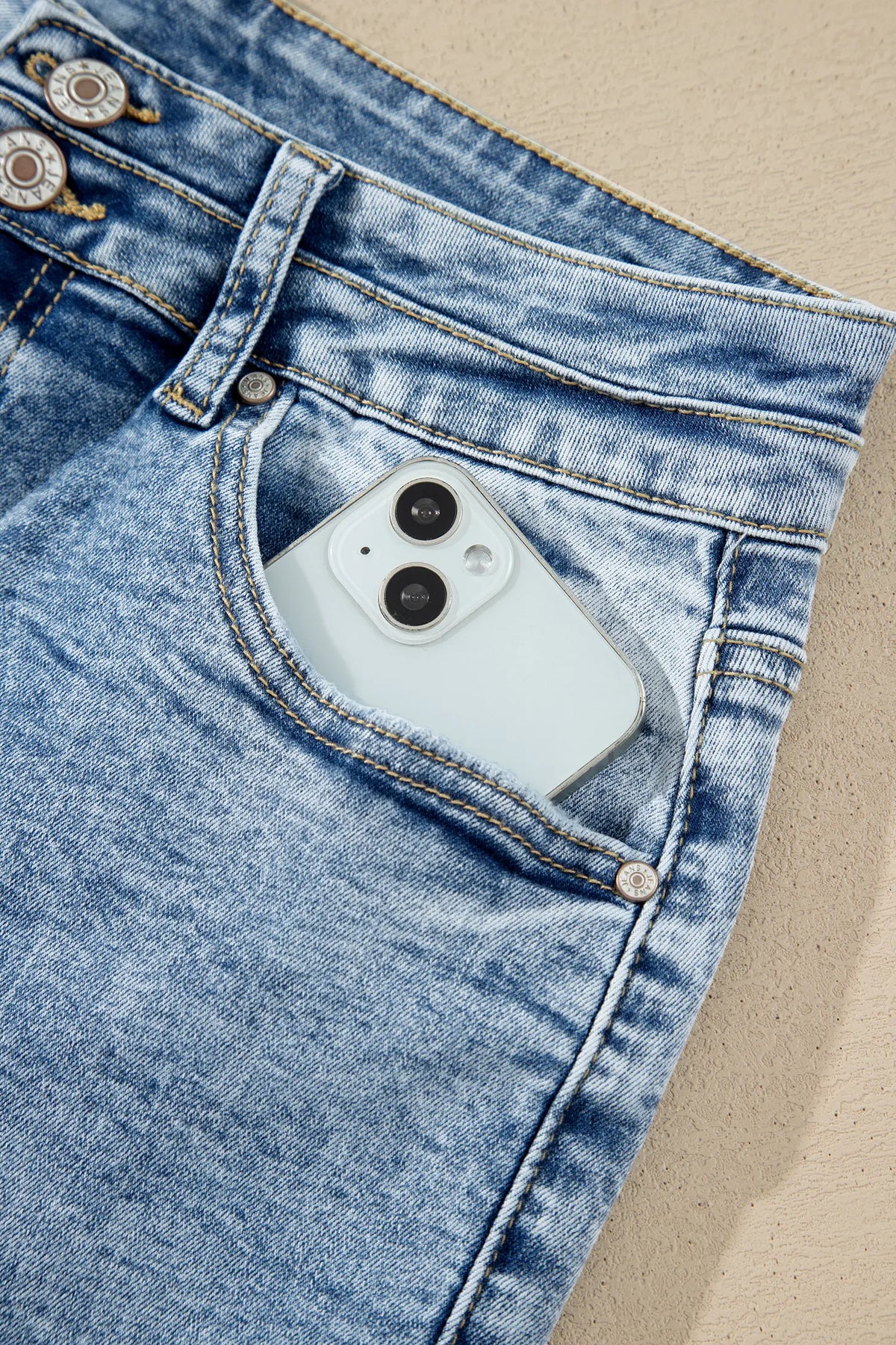 Beau Acid Wash Pocket Detail Flare Jeans – Blue