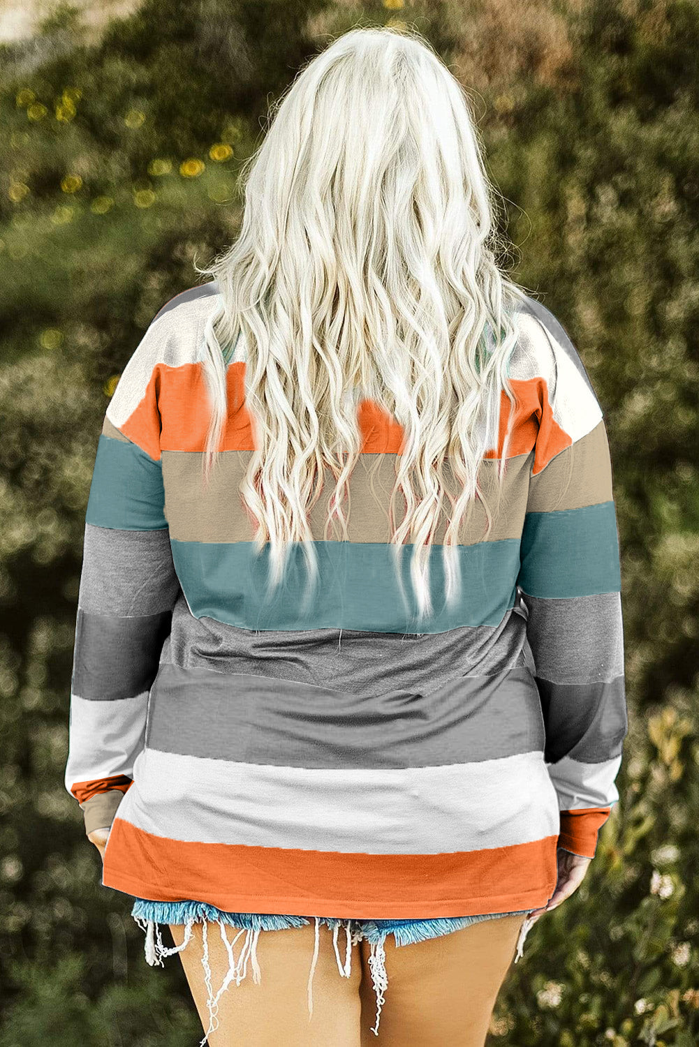 Green Plus Size Colorblock Pullover Top BB Fashion Outlet