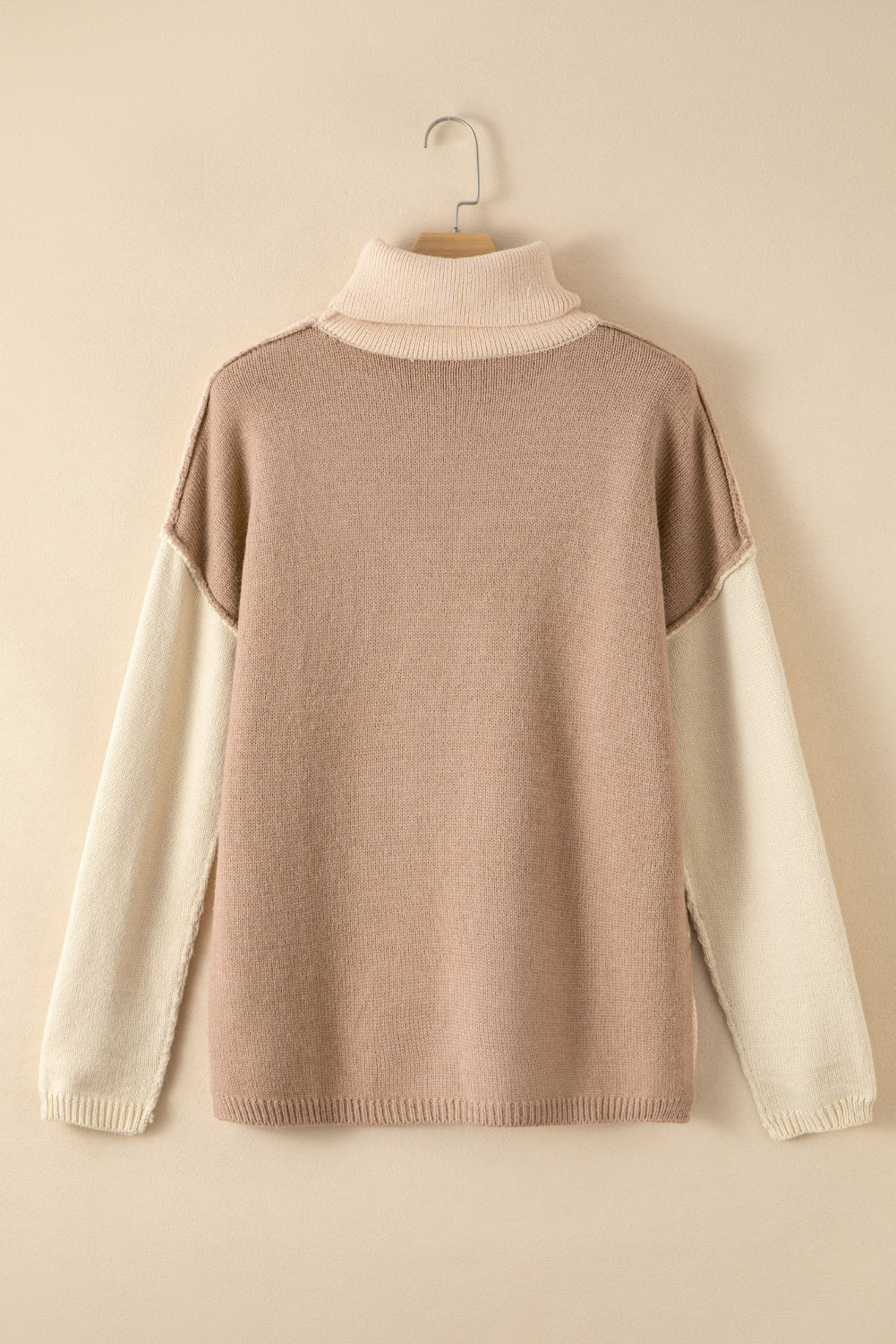 Colour Block Turtle Neck Drop Shoulder Knit Sweater Dear-Lover Dropshipping