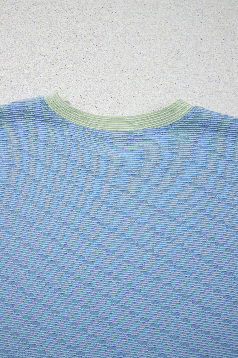 Beau Blue Ribbed Contrast Trim Round Neck Cap Sleeve 2pcs Short Co-ord Set eAura