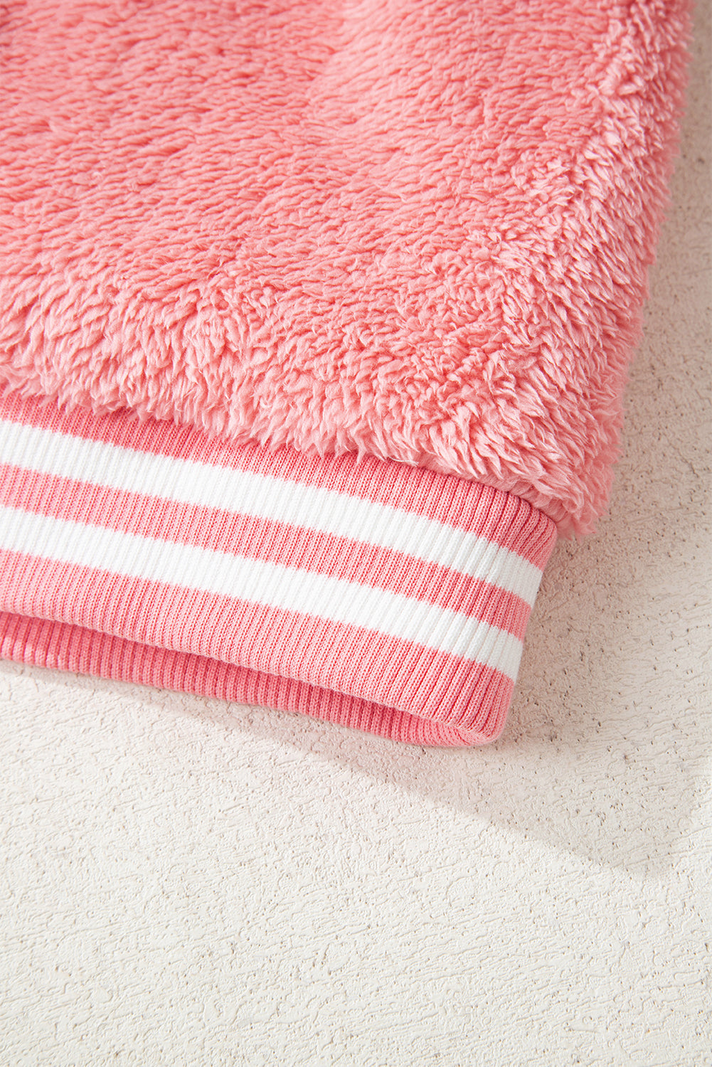 Gossamer Pink Varsity Striped Banding Patchwork Winter Plush Vest - eAura