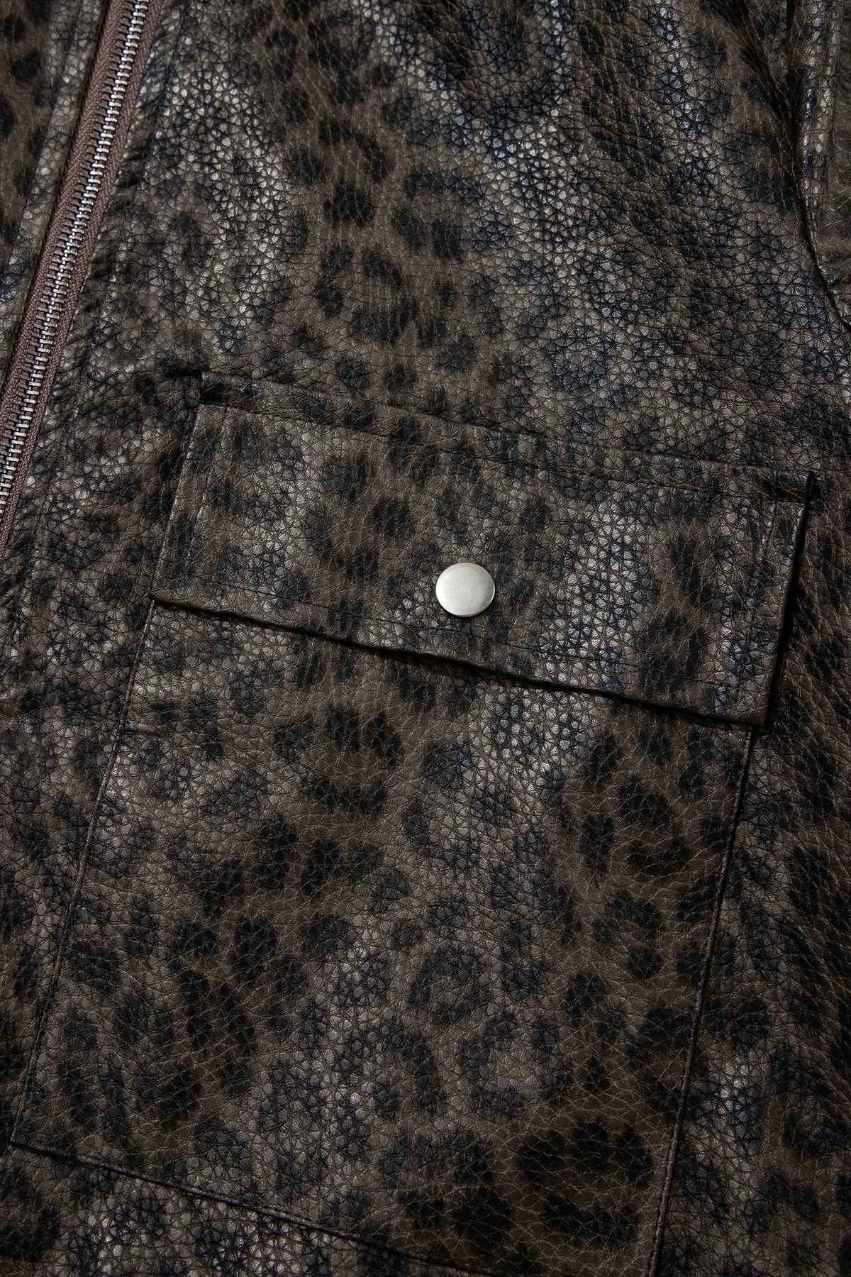 Leopard Print Colourblock Collar Metal Placket Jacket – Multicolour