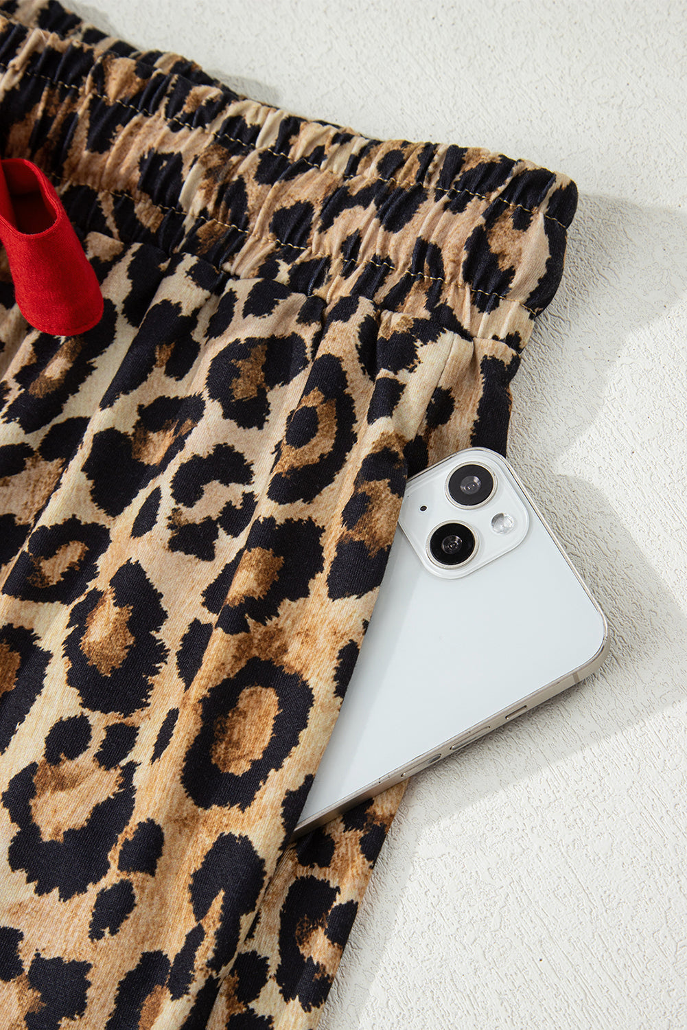 Retro Plaid Leopard Print Patchwork Long Sleeve Shorts Pajama Set - eAura