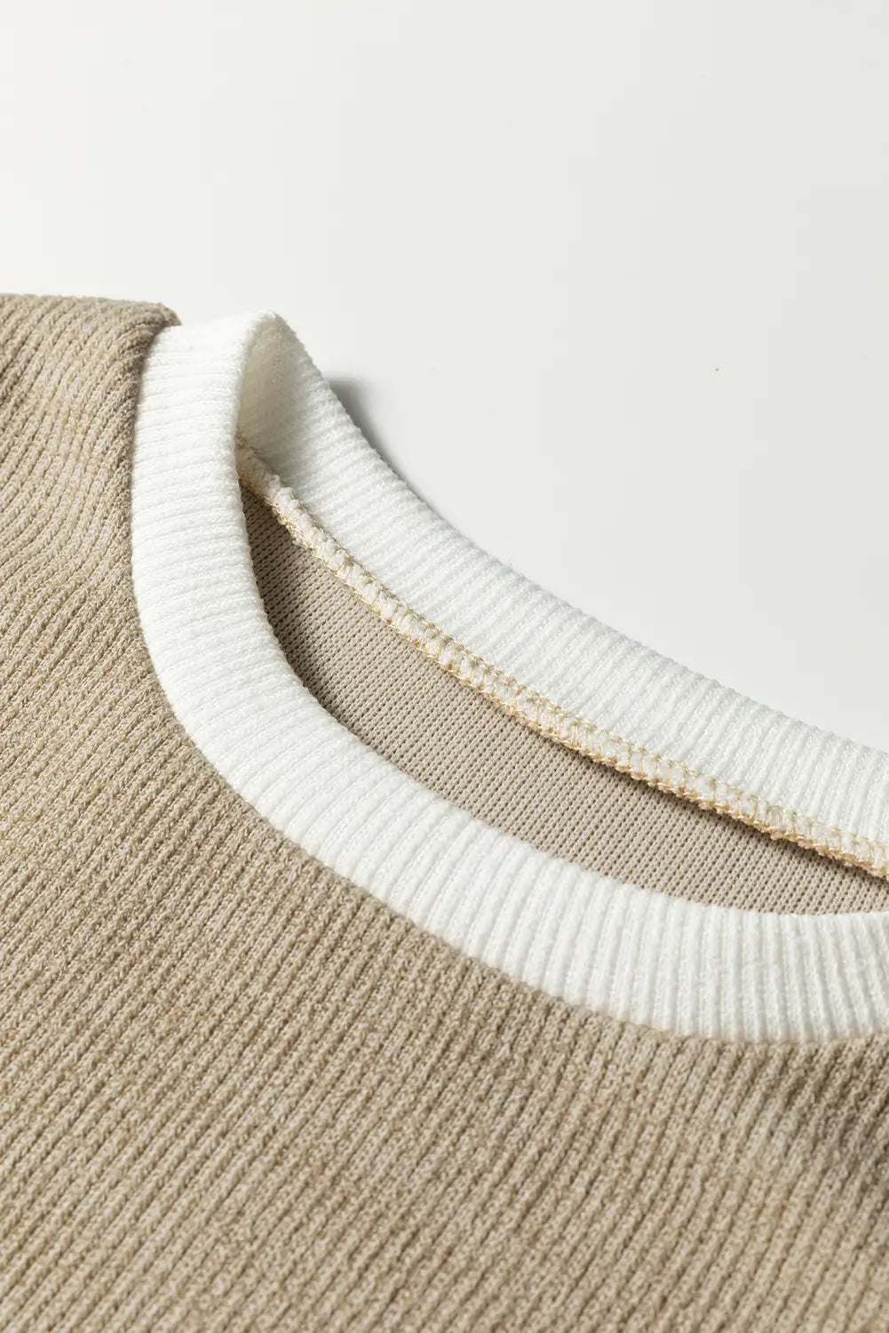 Contrast Colour Trim Knit Drop Shoulder Top