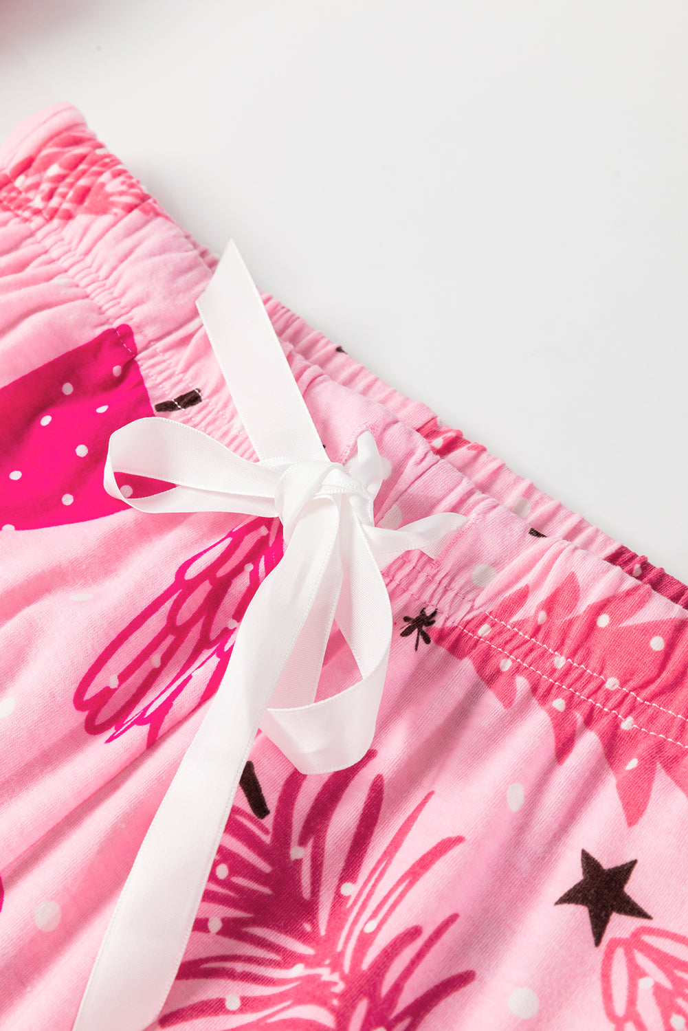 Pink Christmas Tree Print Long-Sleeve Pyjama Set eAura