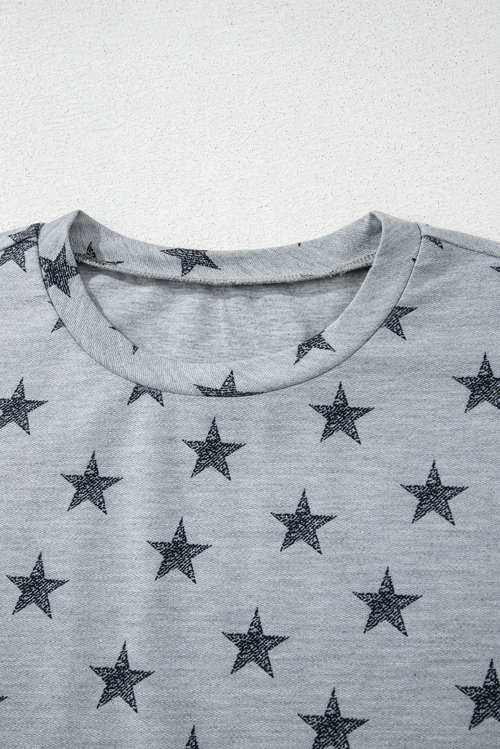 Grey Star Print Ruffled Sleeve T Shirt eAura