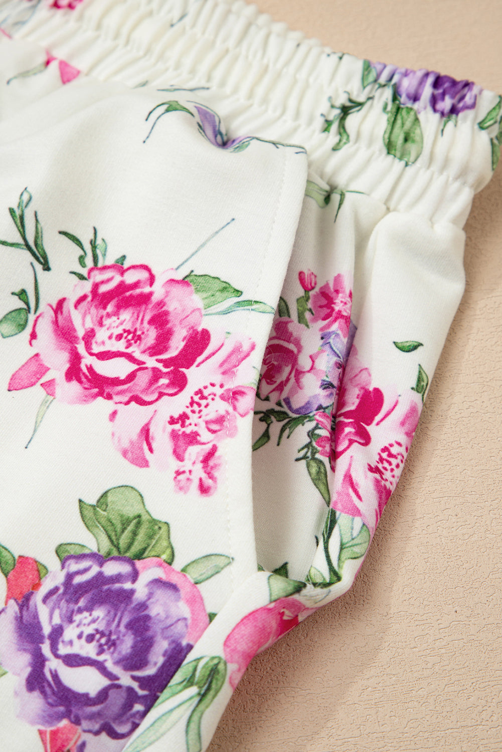 Floral Print Pullover Drawstring Lounge Pants Set - eAura