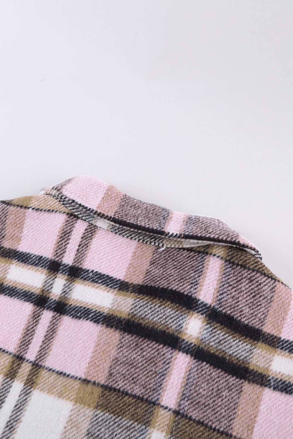 Pink Geometric Plaid Print Pocketed Shacket Beagle Boutique Fashion Outlet