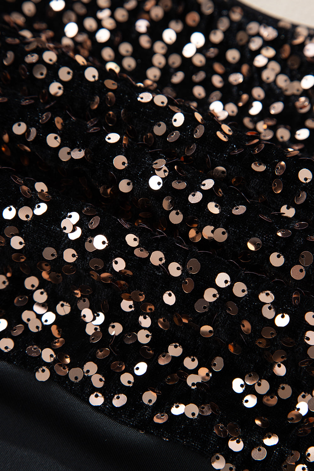 Black Deep V-Back Sequin Puff Sleeve Bodysuit - eAura