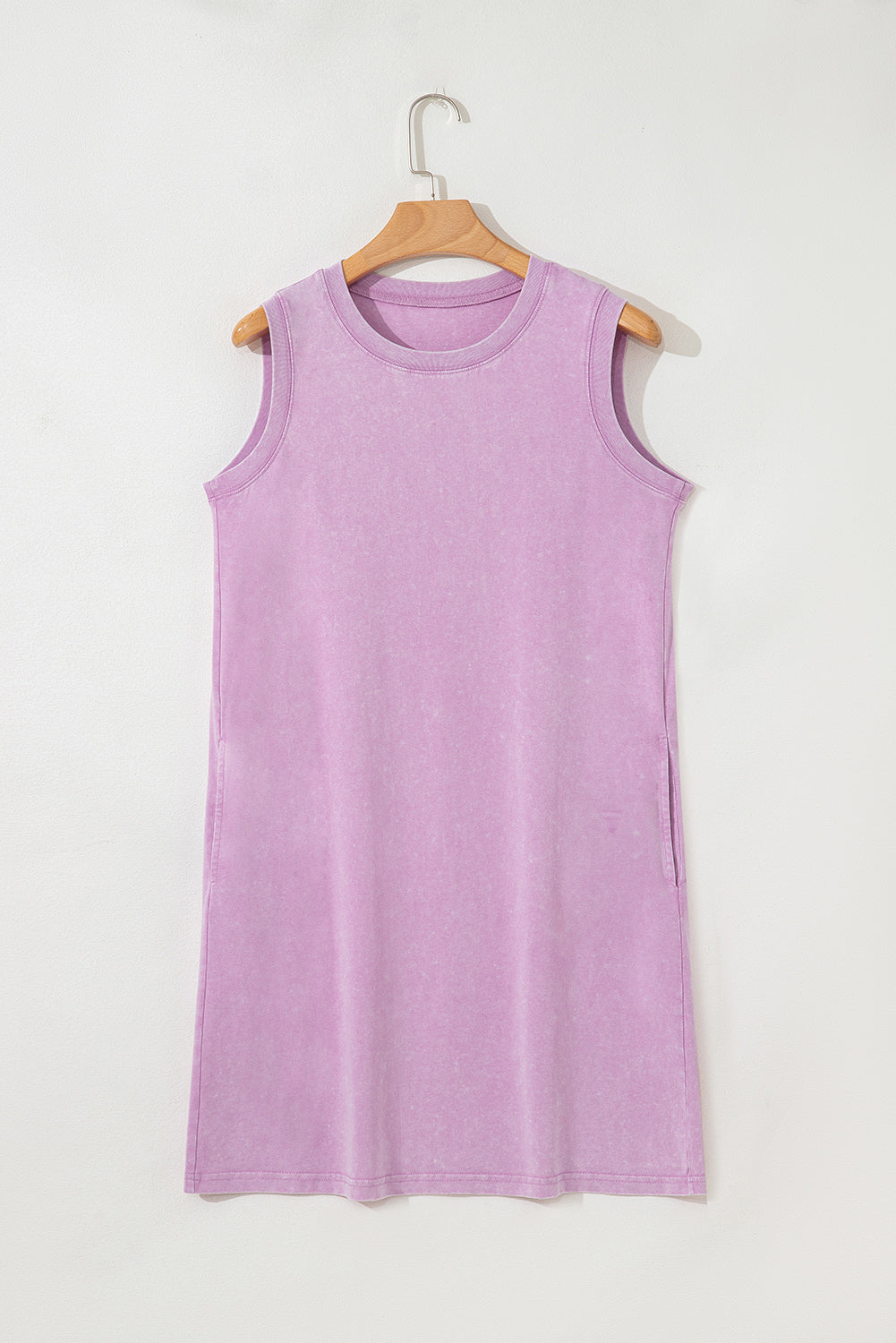 Mineral Wash Sleeveless Mini Dress with Pockets eAura
