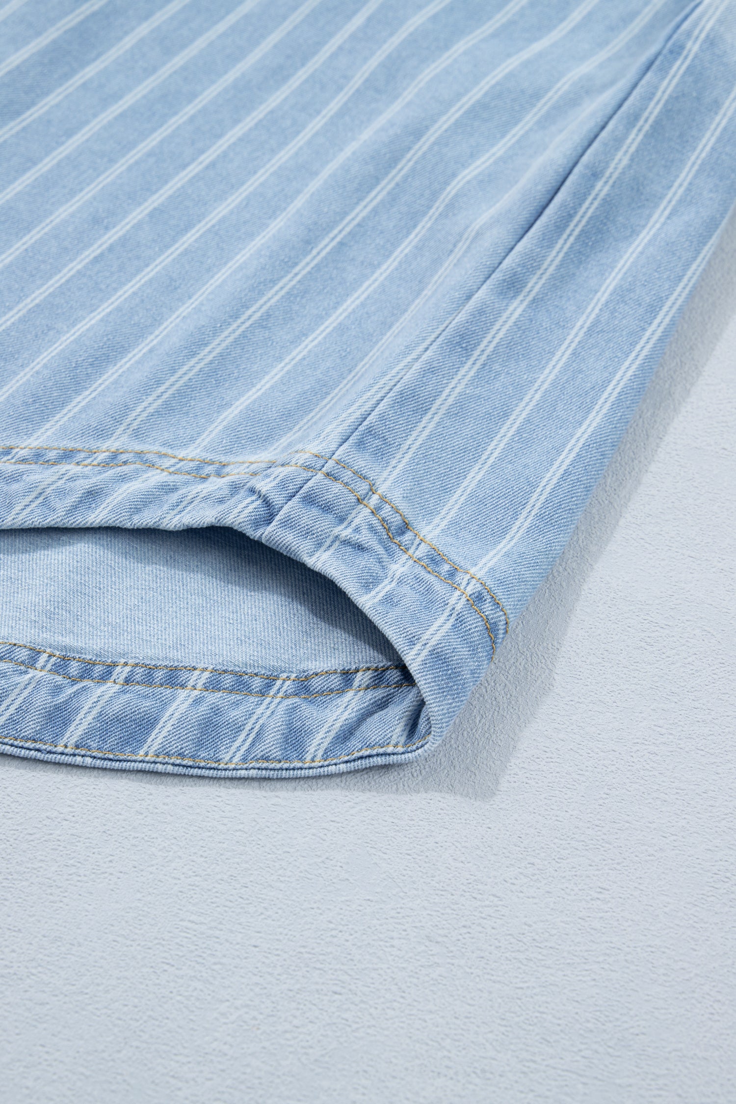 Stripe Buttoned Back T-Shirt Denim Mini Dress