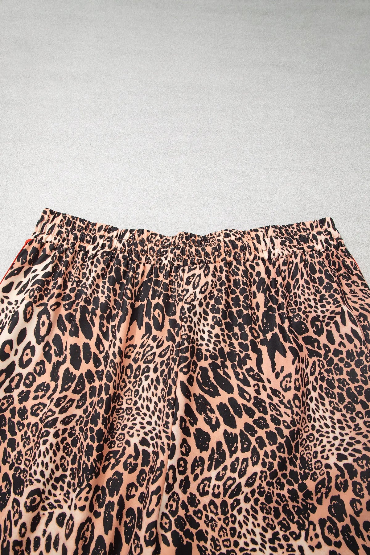 Leopard Print Colourblock Side Stripes Wide Leg Full Length Plus Size Pants – Khaki