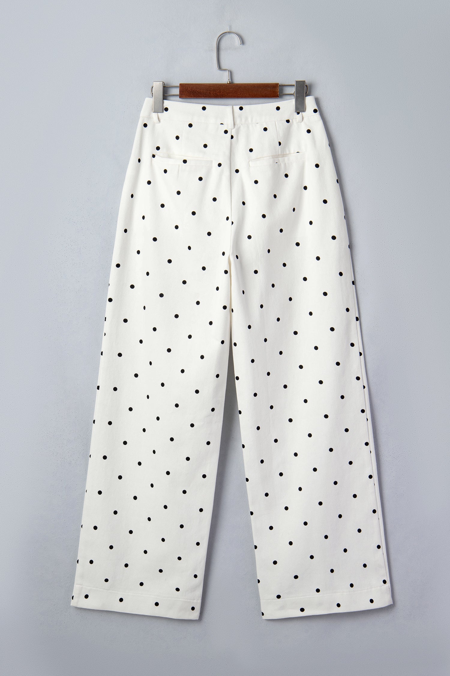 White Polka Dot Scalloped Pocket Cotton Shift Pants