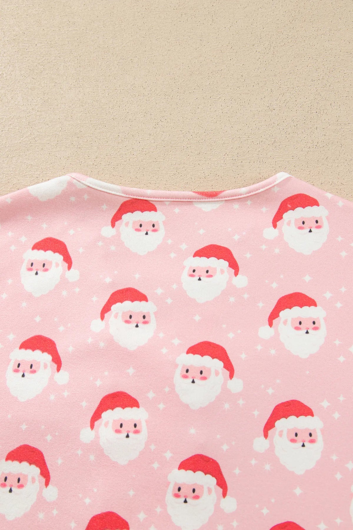 Lounge Set Santa Print Frilled Button Front Top and Pants