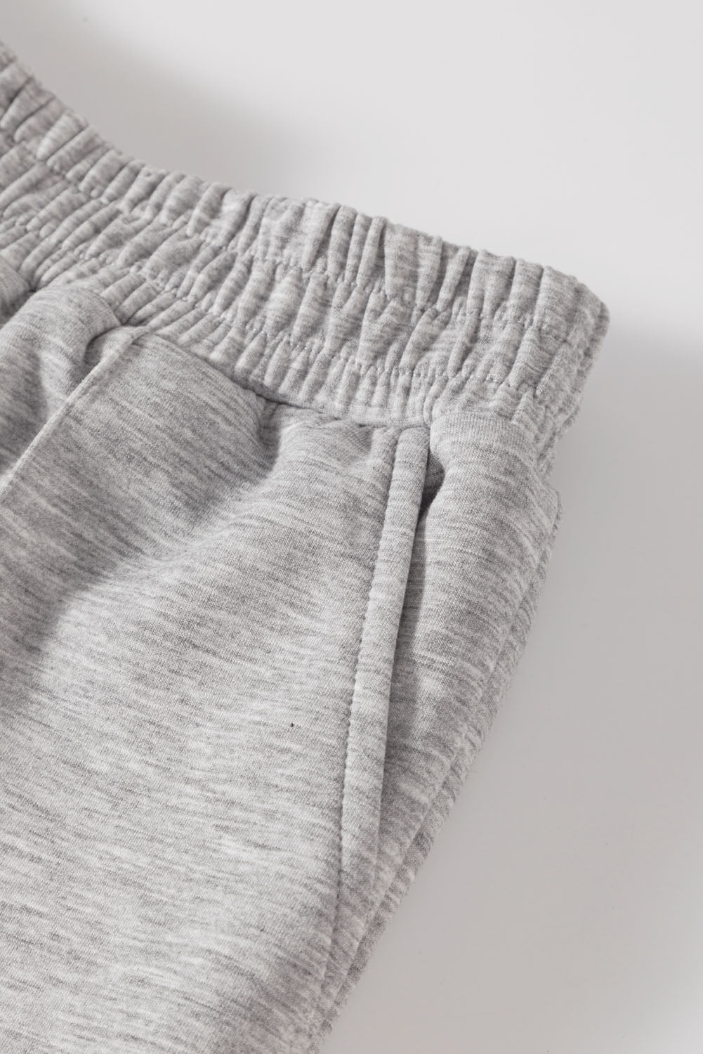 Solid Zip Sailor Collar Pullover Athleisure Sweatpants 2pcs Set – Light Grey