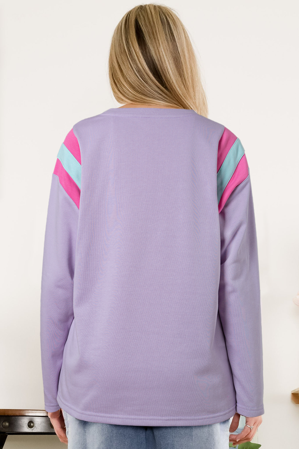 Phalaenopsis Mineral Wash Colourblock Arm Patchwork Oversize Top eAura