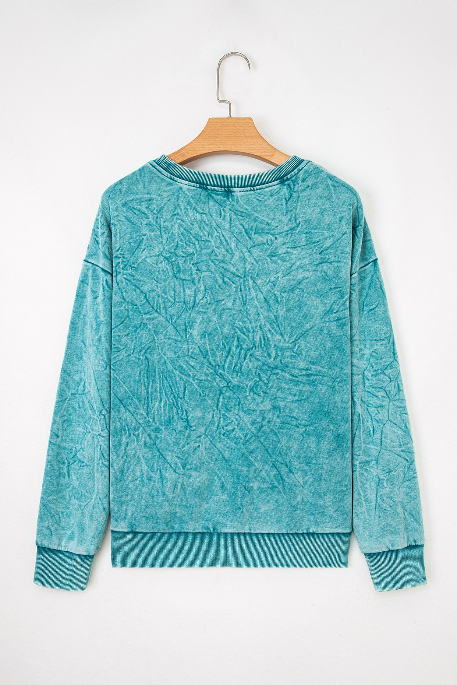 "Saved By Grace" Letter Embroidery Mineral Wash Loose Sweatshirt - eAura