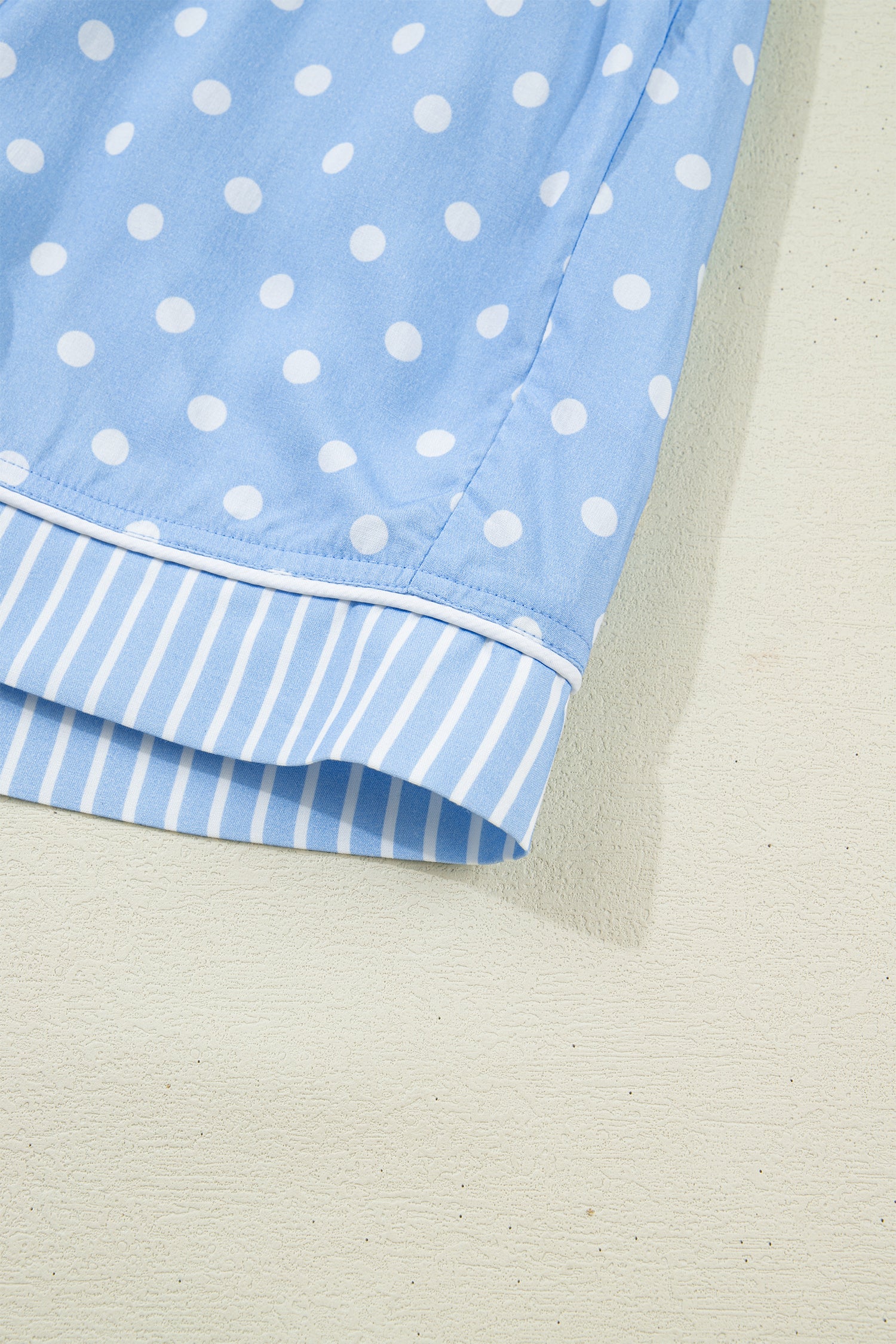 Sky Blue Dotted Print Soft Short Pajama Set – Light Blue