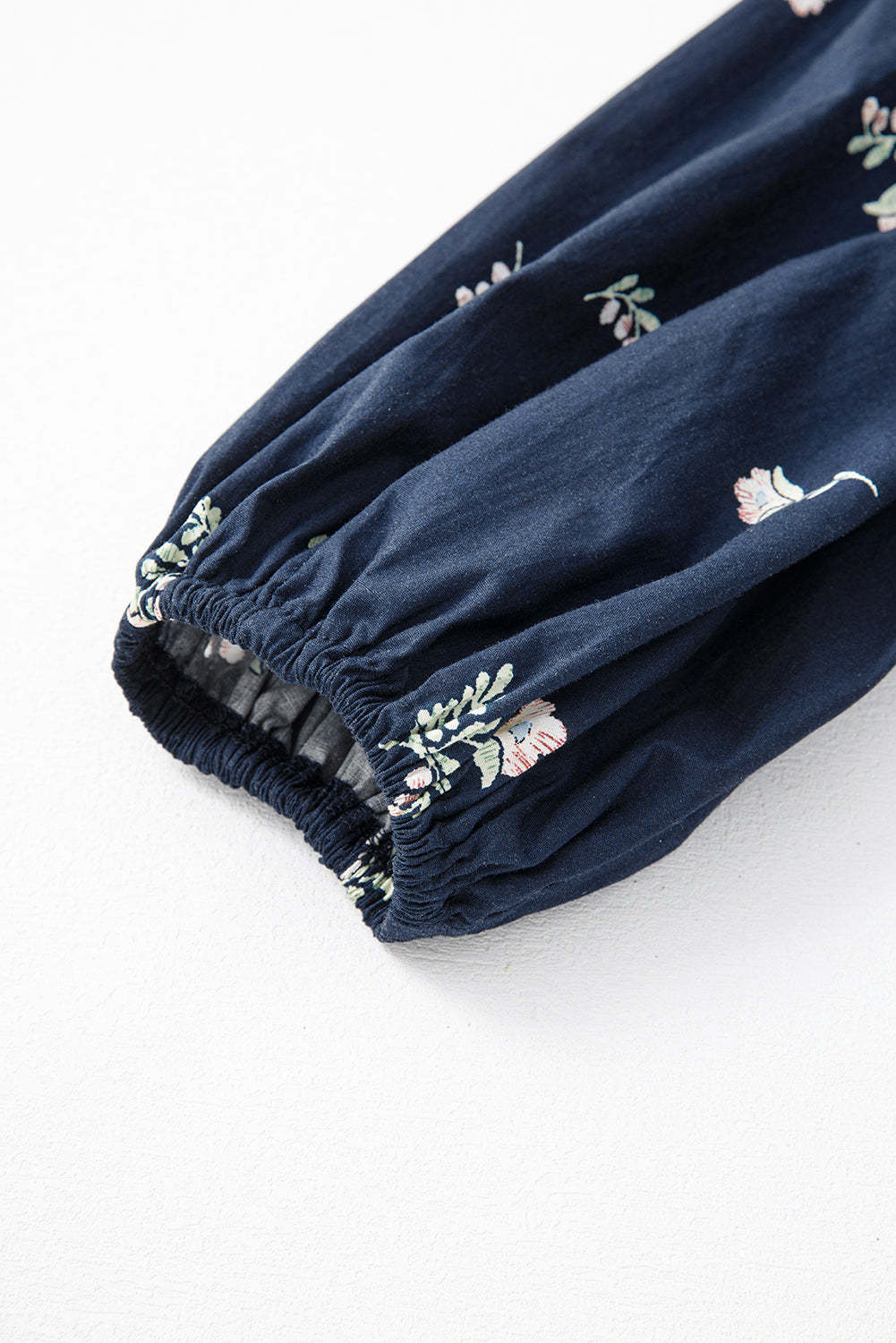 Blue Floral Embroidered Square Neck Puff Sleeve Ruffled Mini Dress eAura