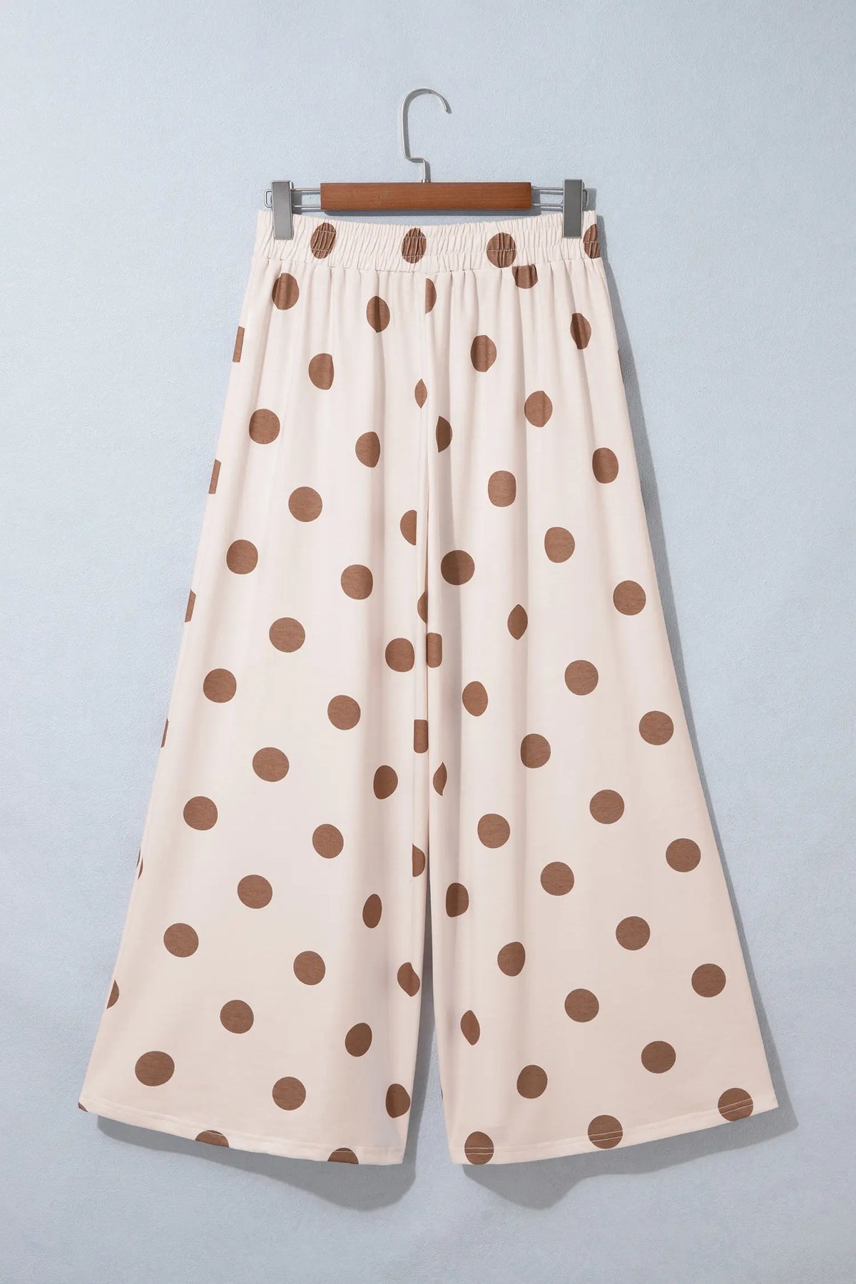 Sky Blue Polka Dot Wide Leg Elastic Waist Casual Pants – Light Blue