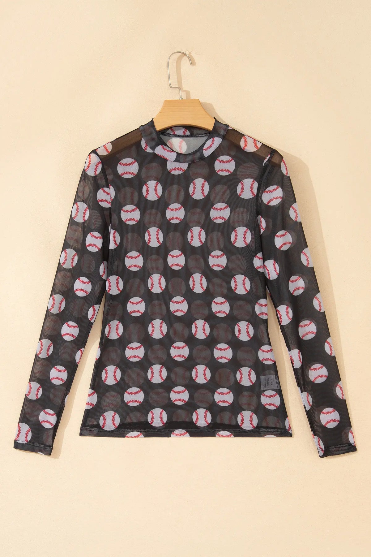 Game Day American Football Mesh Sheer Long Sleeve Top