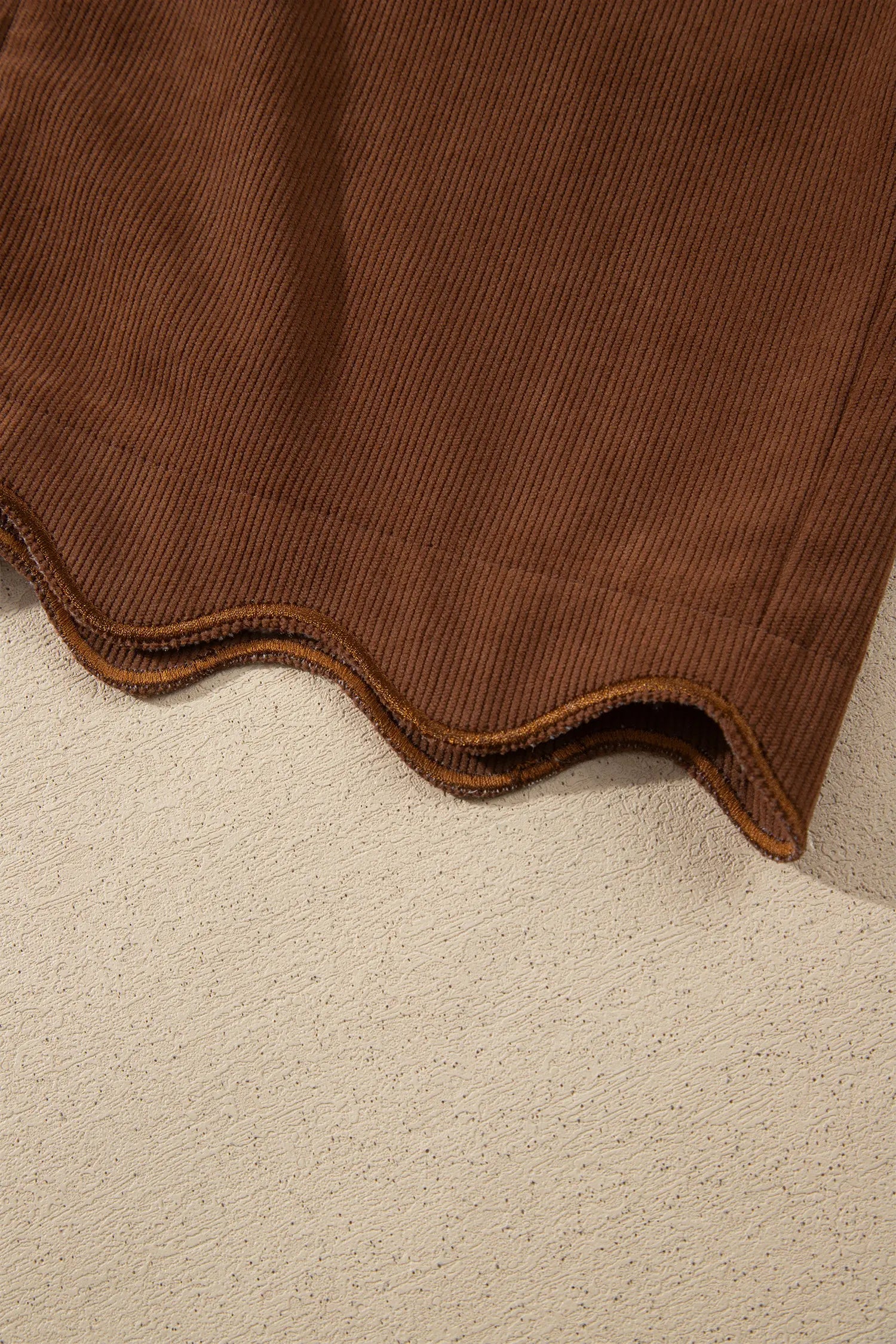 Coffee Button Front Corduroy Mini Pockets Sheath Silhouette Skirt