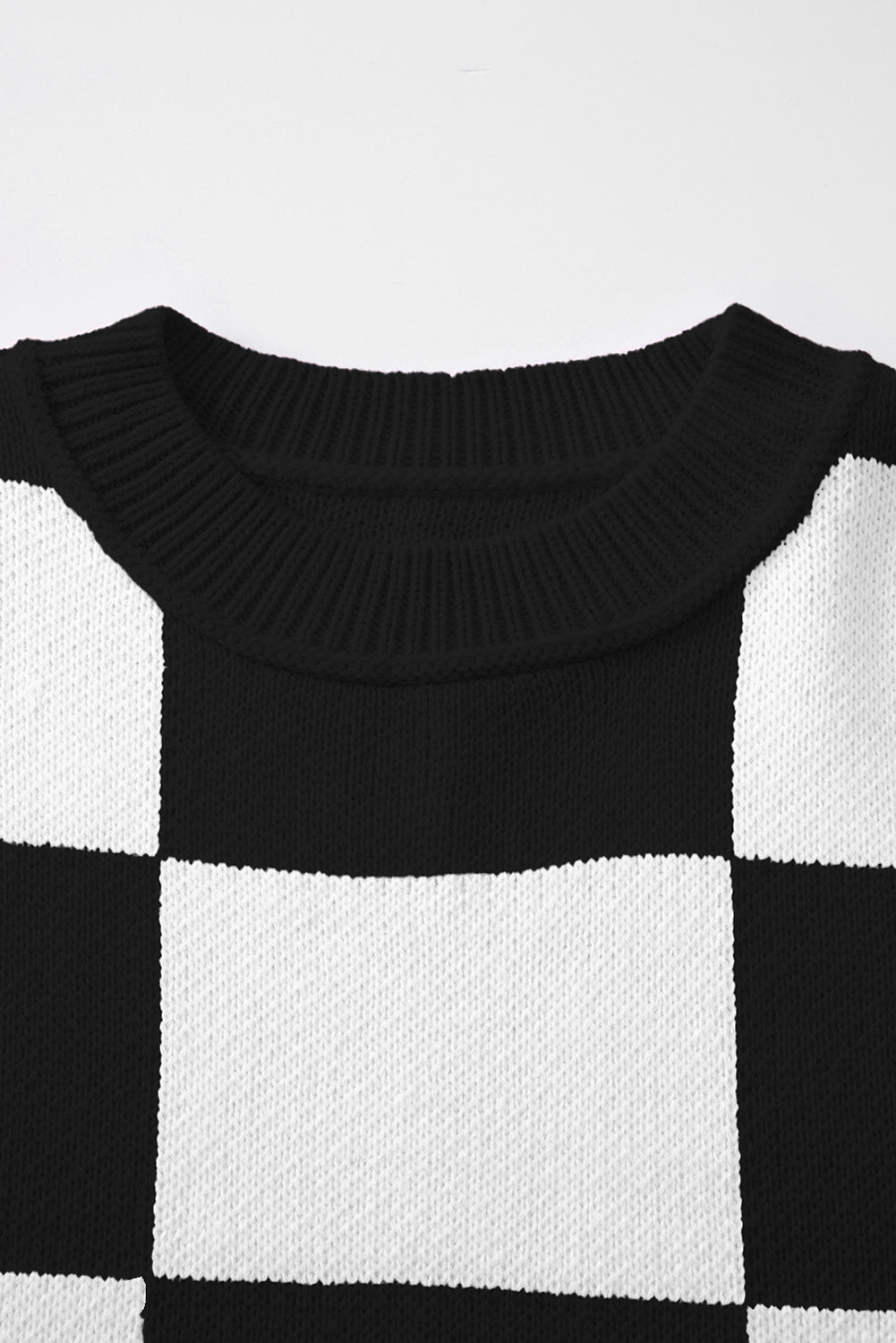 Checkered Bishop Sleeve Sweater – Rose, Pink, Green, Brown, Red & Black