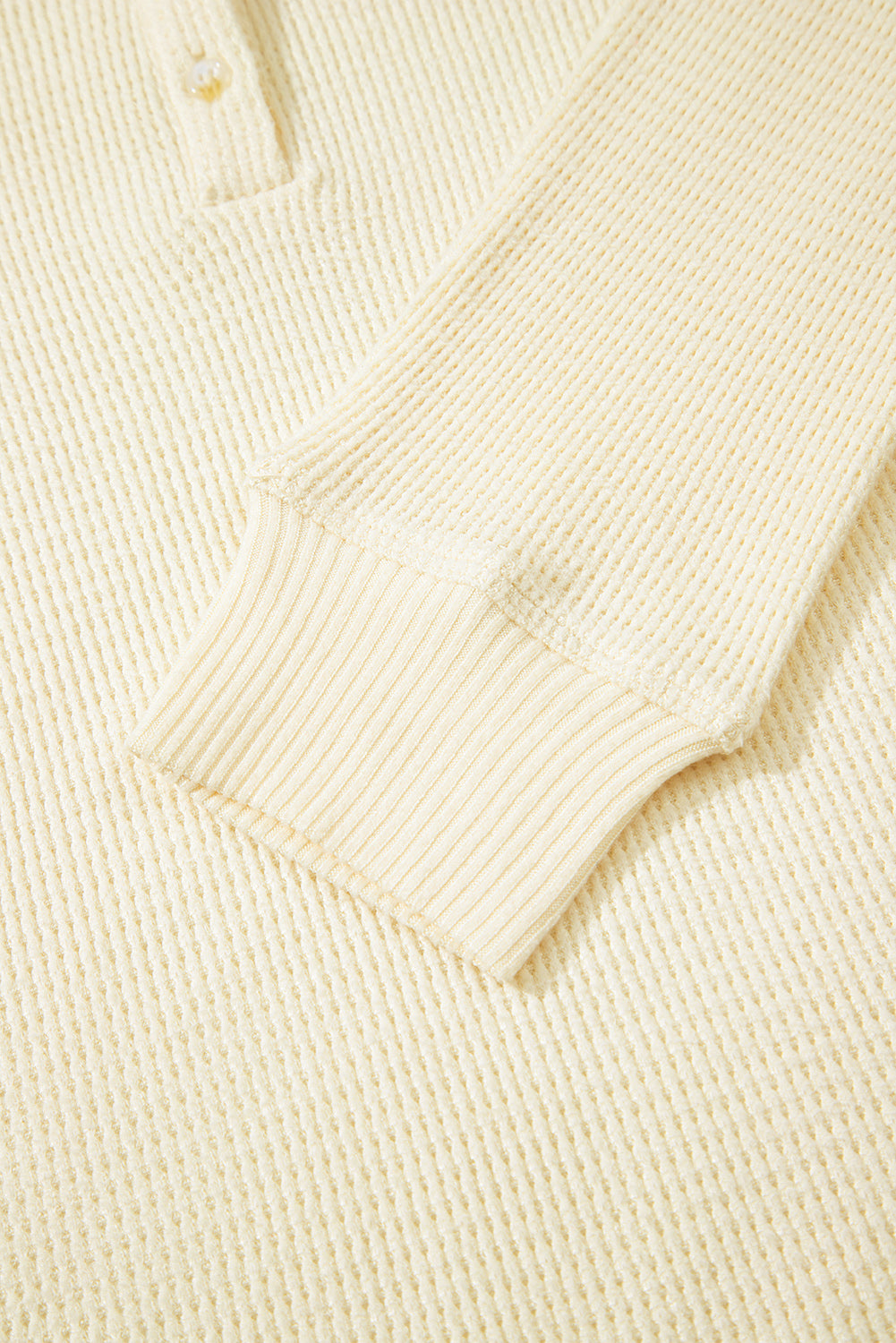 CreamTextured Half Buttons Henley Top - eAura