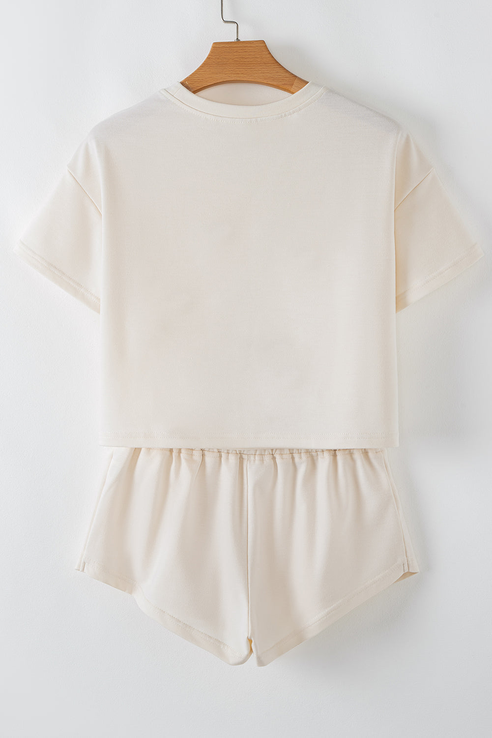 Beige 2pcs Cropped Tee and Ruffle High Waist Skort Set Co-ord eAura