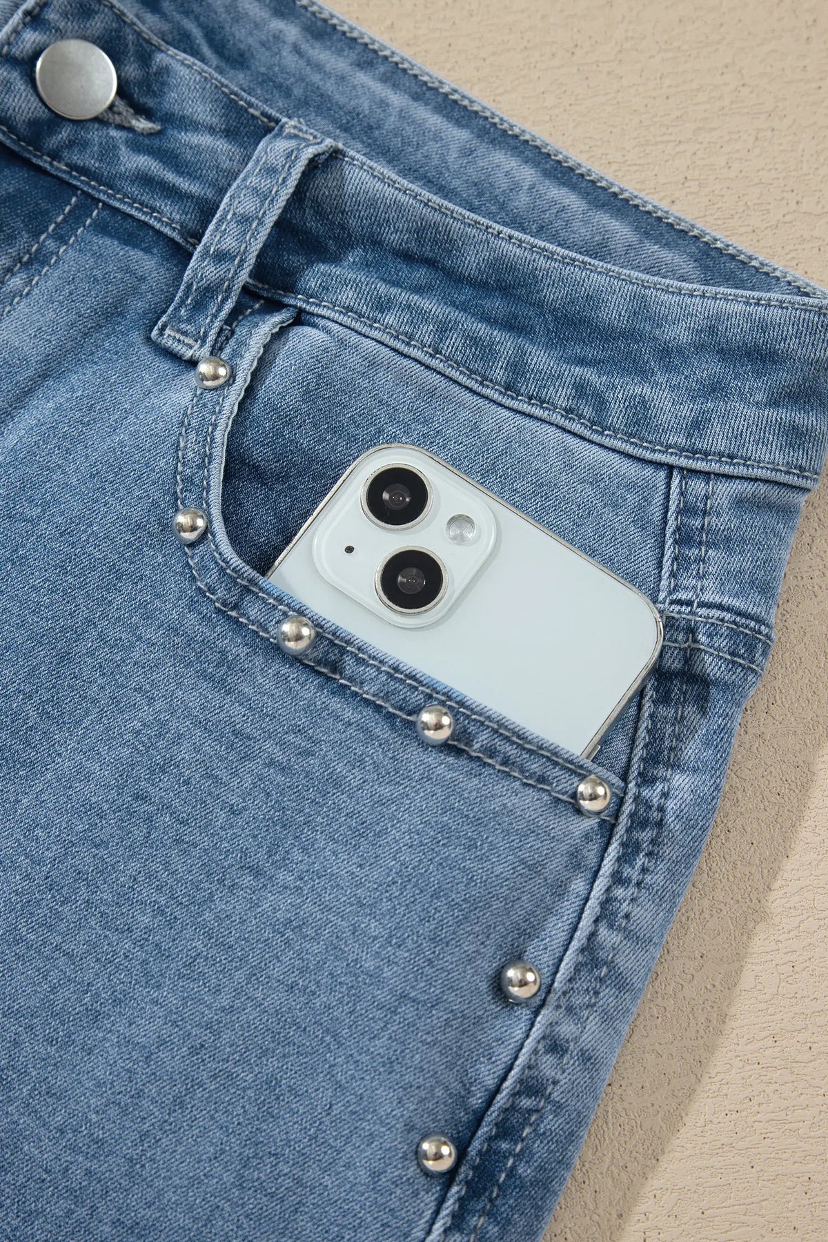 Side Seam Rivet Detail Ankle Length Casual Jeans – Coffee