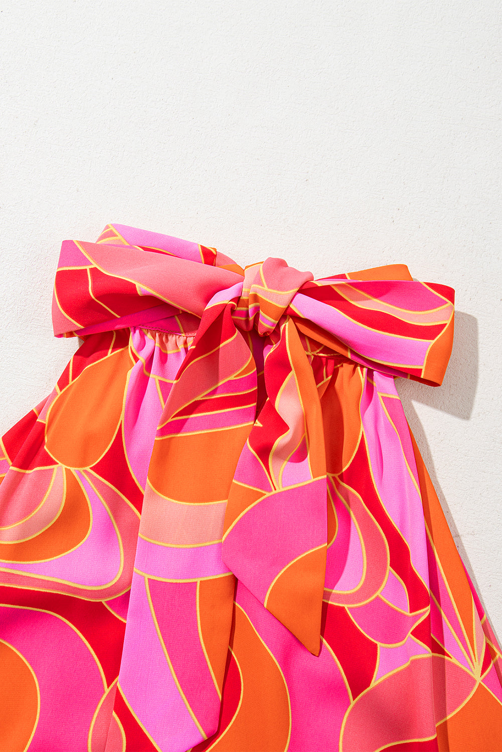 Rose Abstract Printed High Neck Knotted Nape Sleeveless Maxi Dress eAura