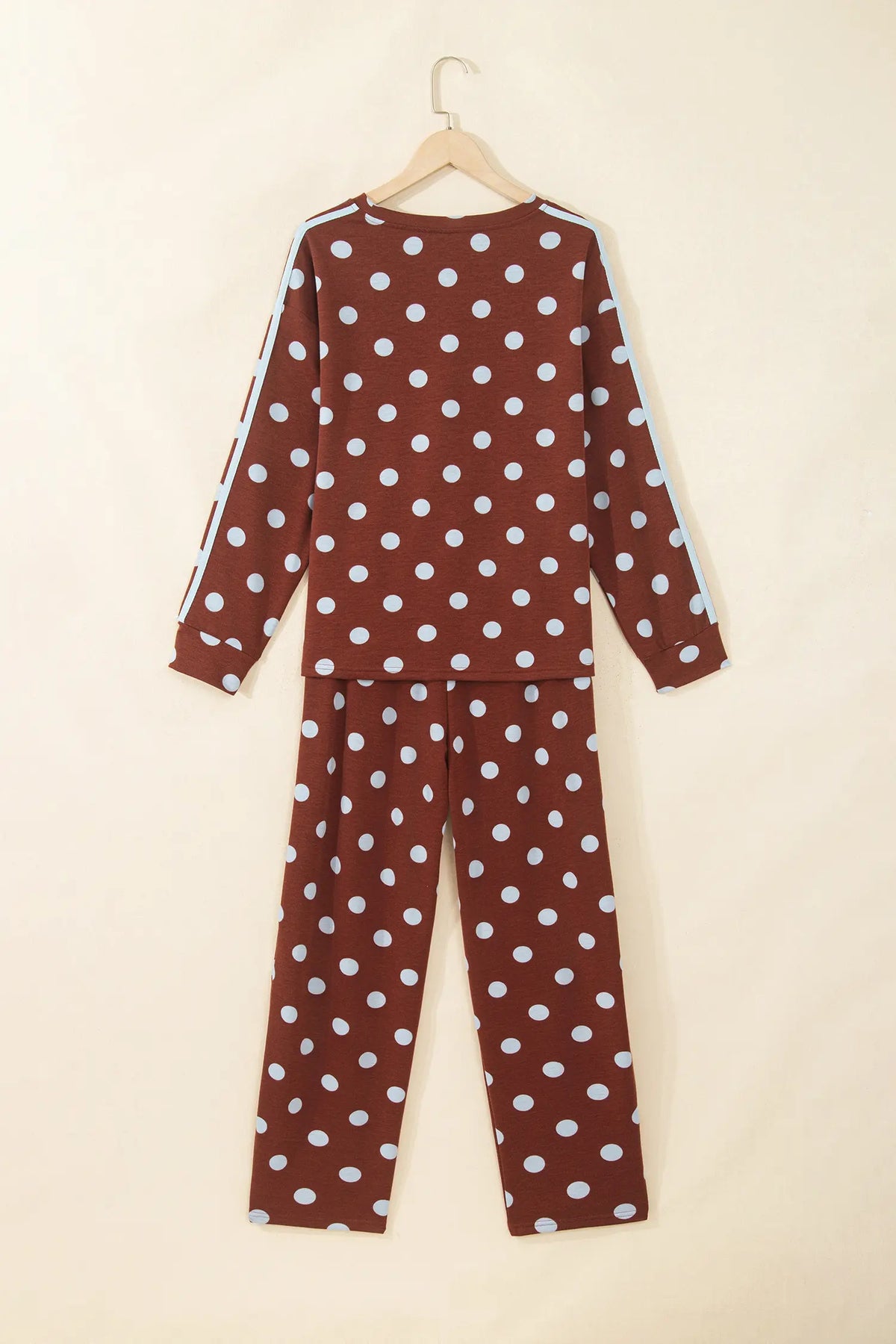Co-ord Polka Dot Side-Stripe Long Sleeve Top and Trousers Set