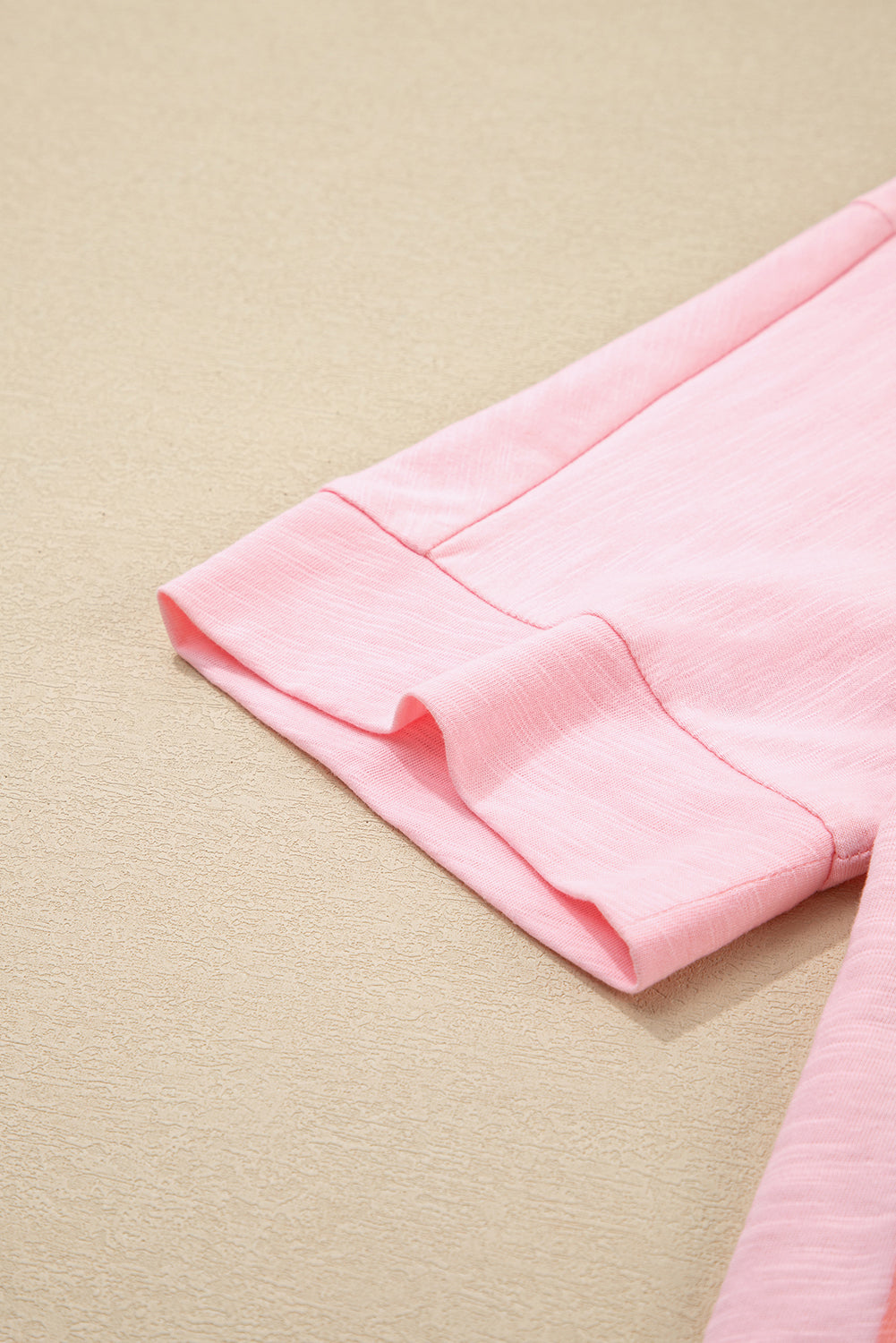 Flower Patched Exposed Seam Bracelet Sleeve Oversized T-Shirt - eAura