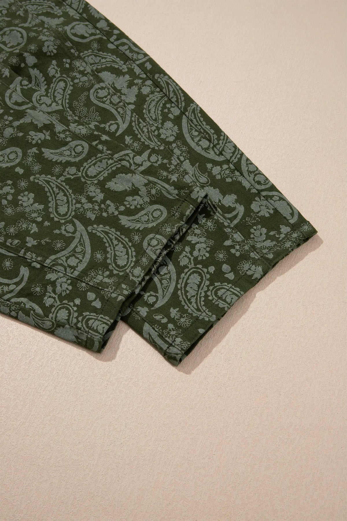 Paisley Print Harem Denim Pants – Green