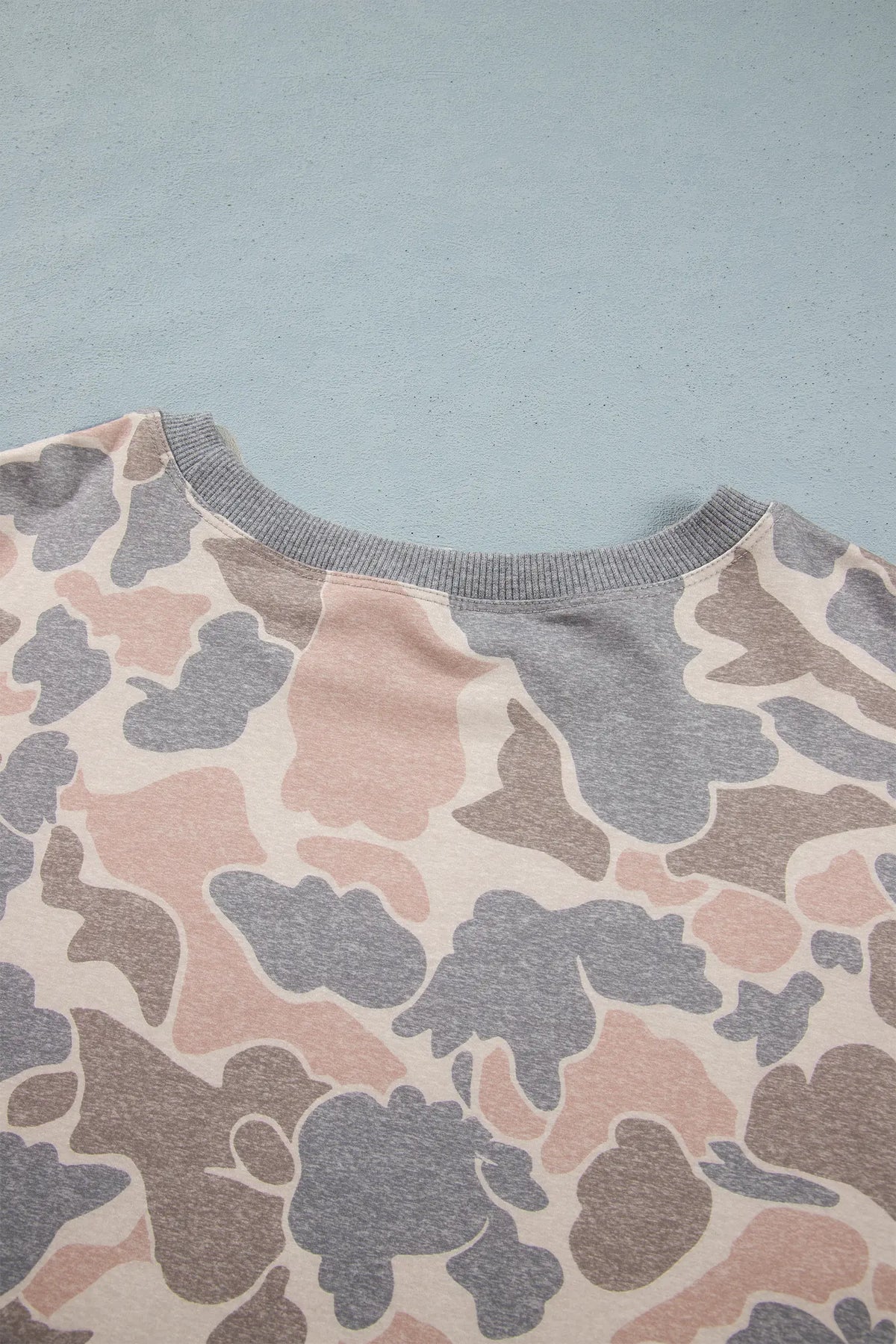 Camouflage Long Sleeve Round Neck Two-Piece Plus Size Set – Multicolour
