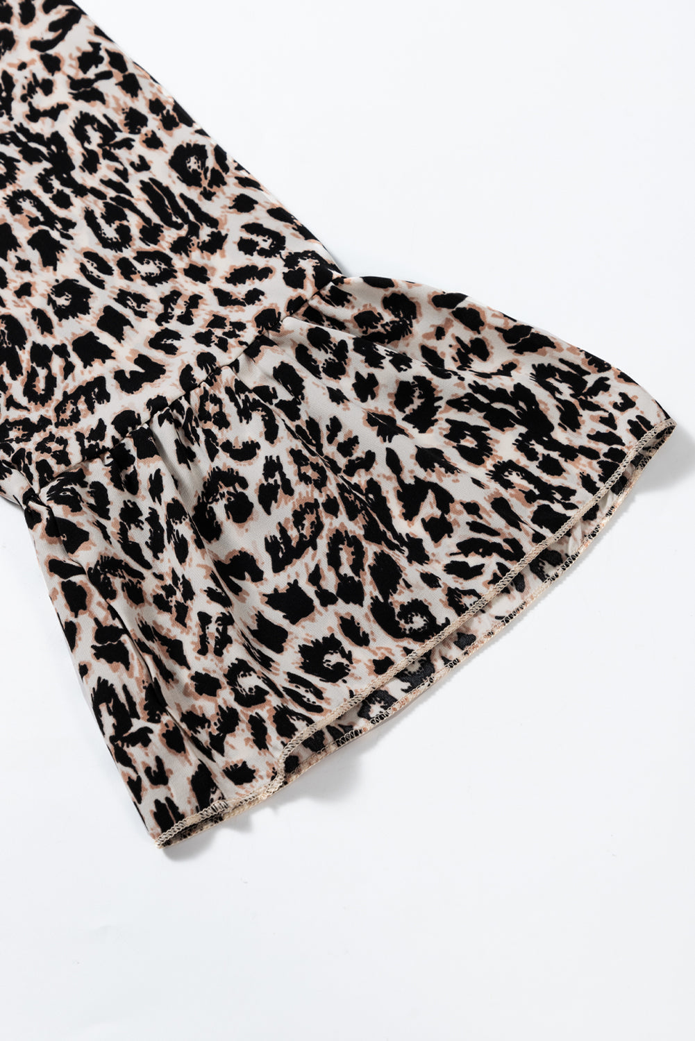 Apricot Leopard Print Tiered Wide Sleeve Maxi Dress eAura