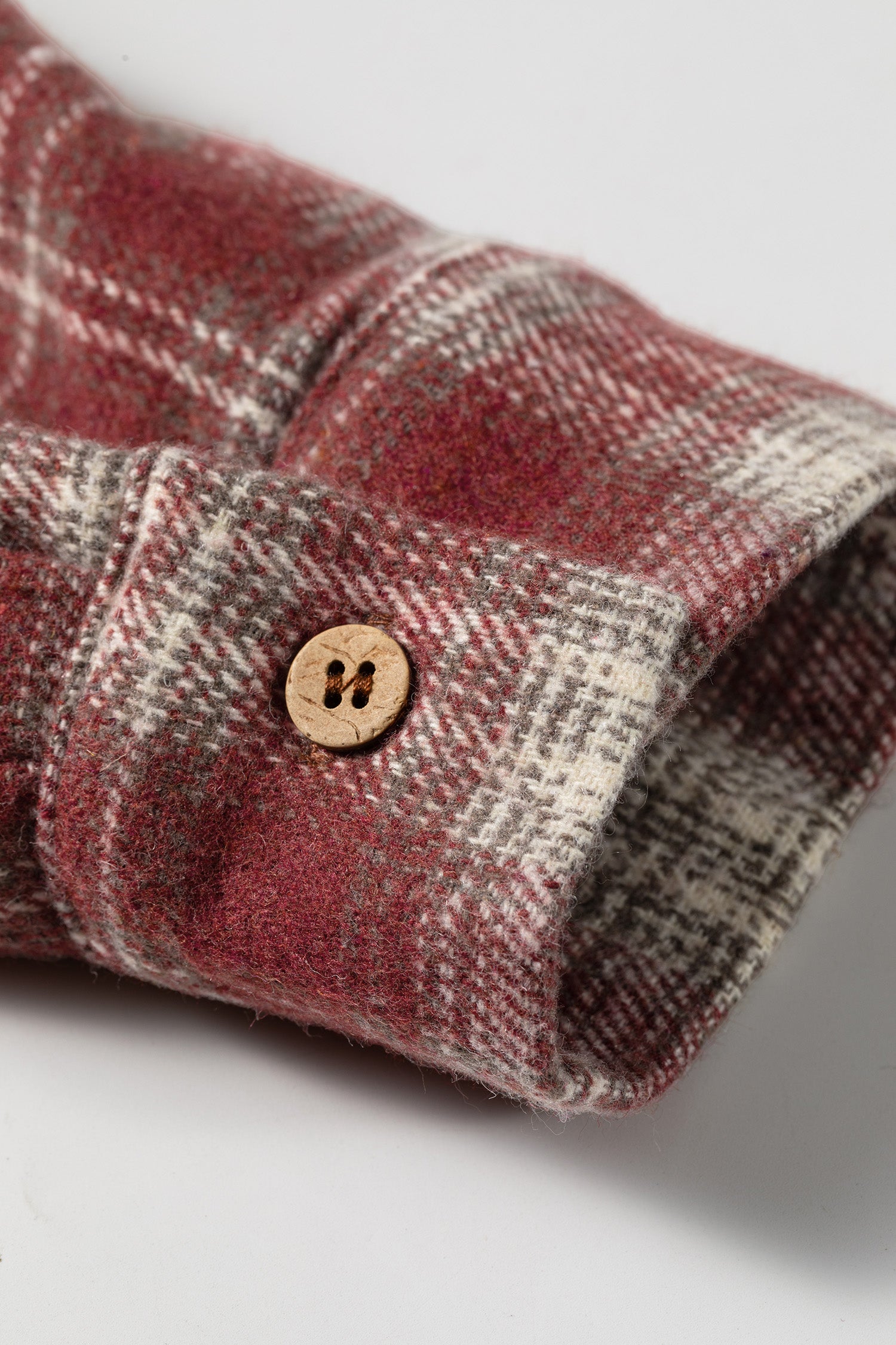 Contrast Plaid Long Sleeve Button Down Shirt – Red