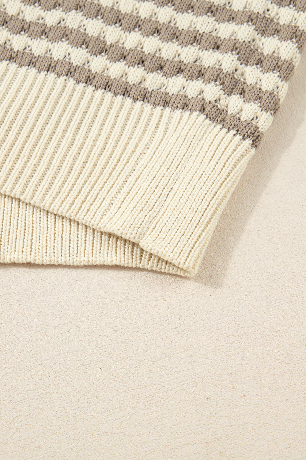 Stripe Plus Size V-Neck Drop Shoulder Sweater - eAura