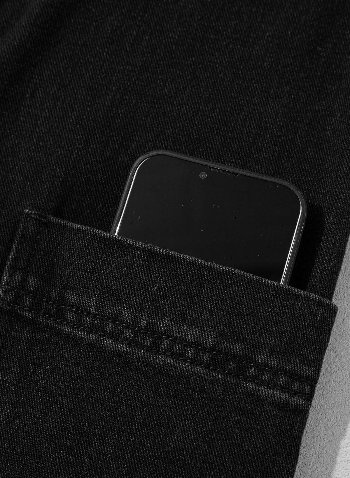 Black Side Pockets Lapel Collar Denim Jacket eAura